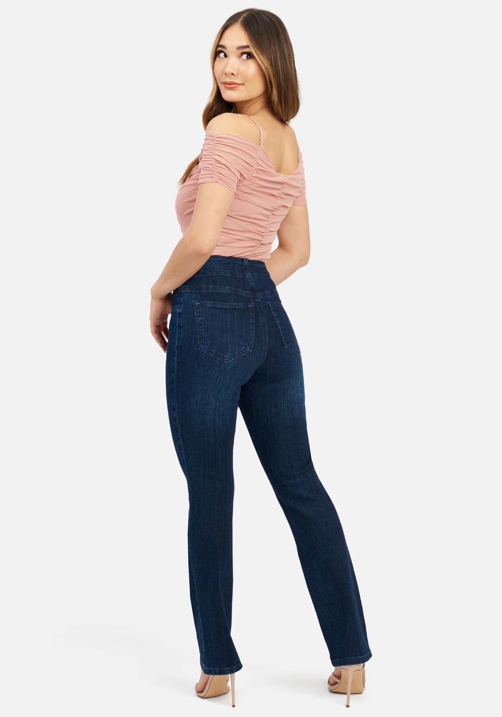 High Waist Multi Dart Straight Leg Jeans - Image 3