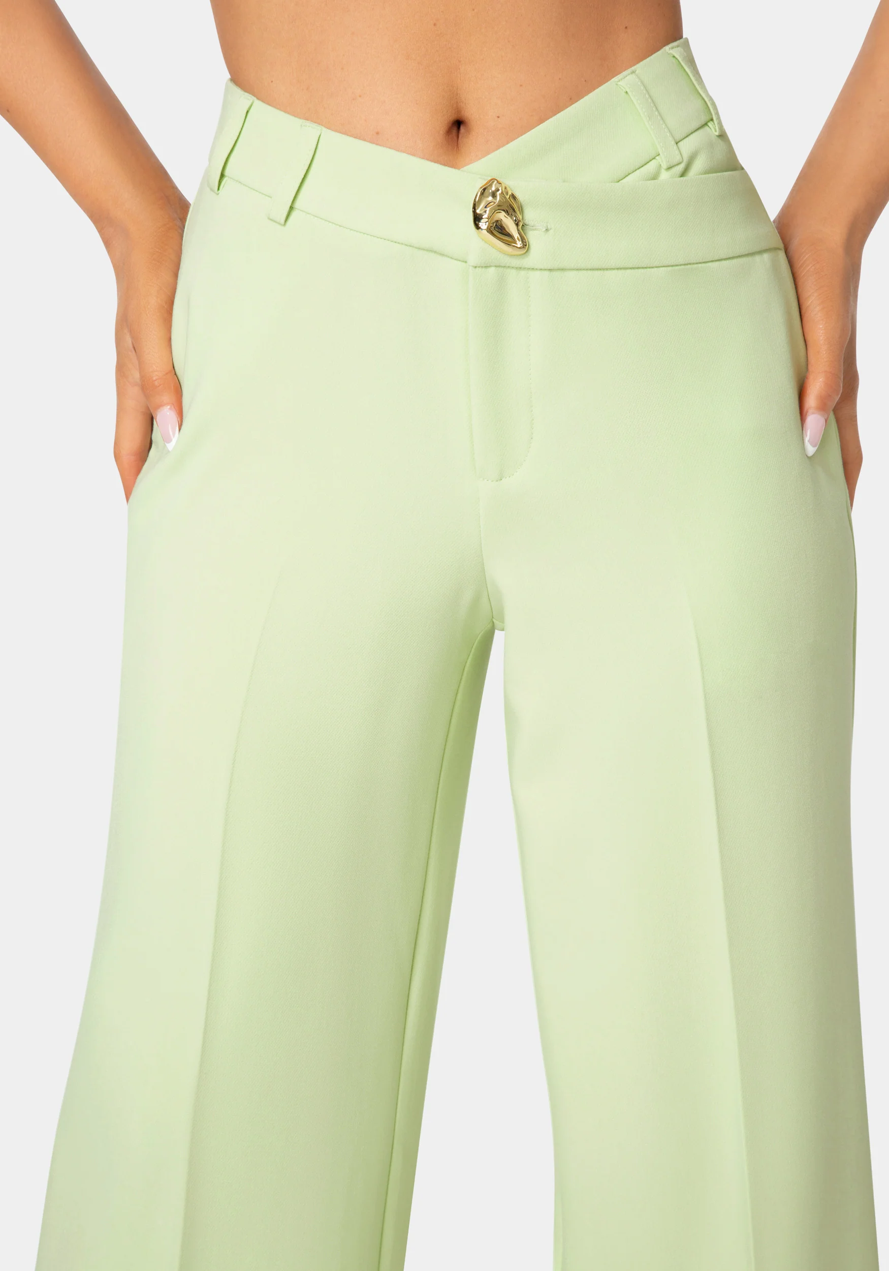 High Waist Overlap Wide Leg Pant - Image 4