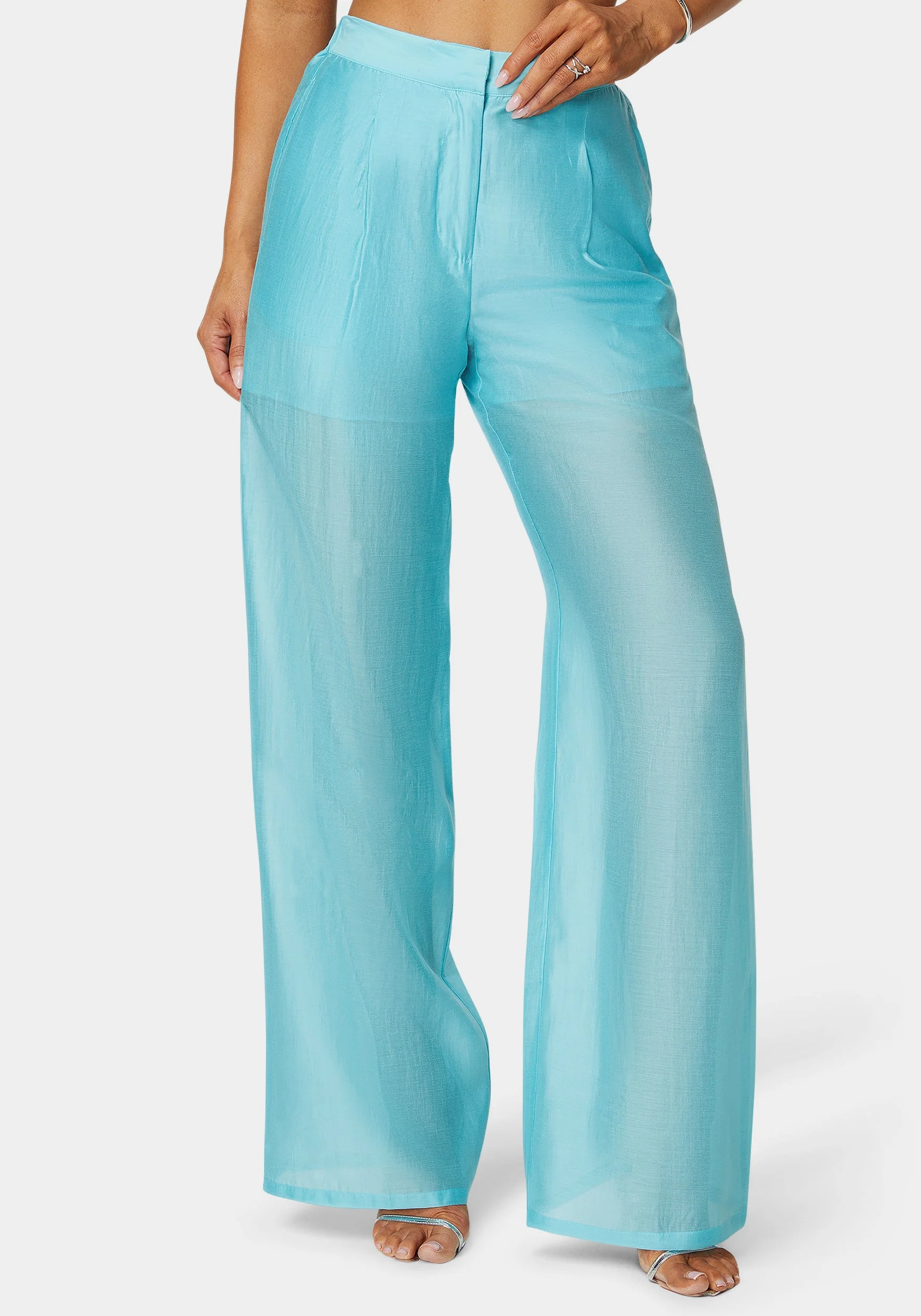 High Waist Palazzo Leg Pull On Pant