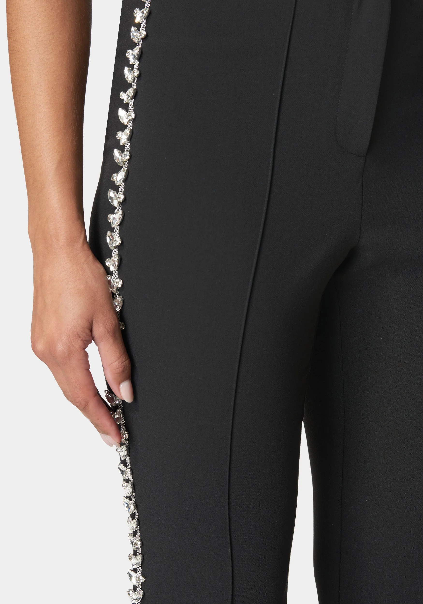High Waist Rhinestone Trim Flared Pant - Image 4