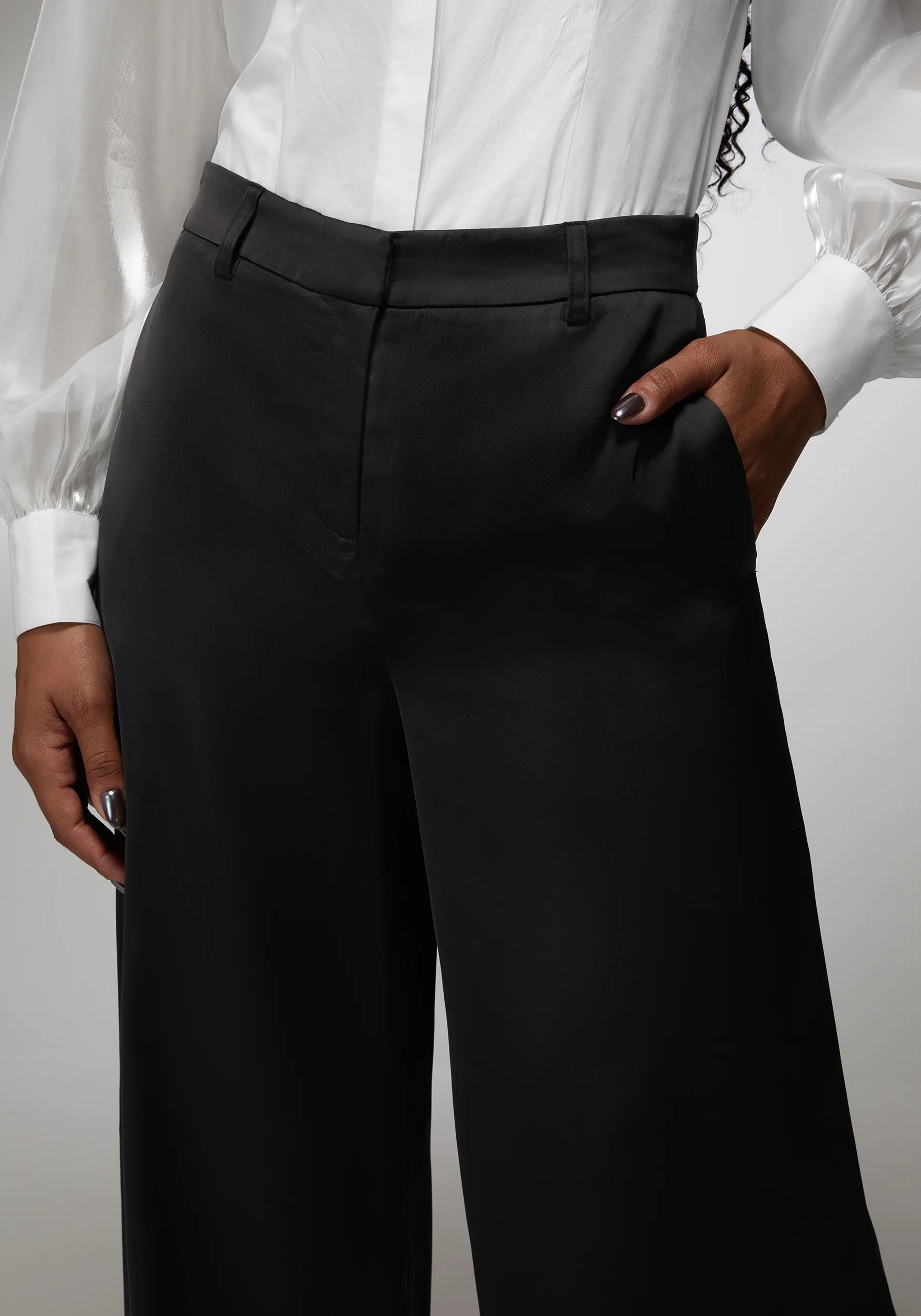 High Waist Satin Ultra Wide Leg Pant - Image 3