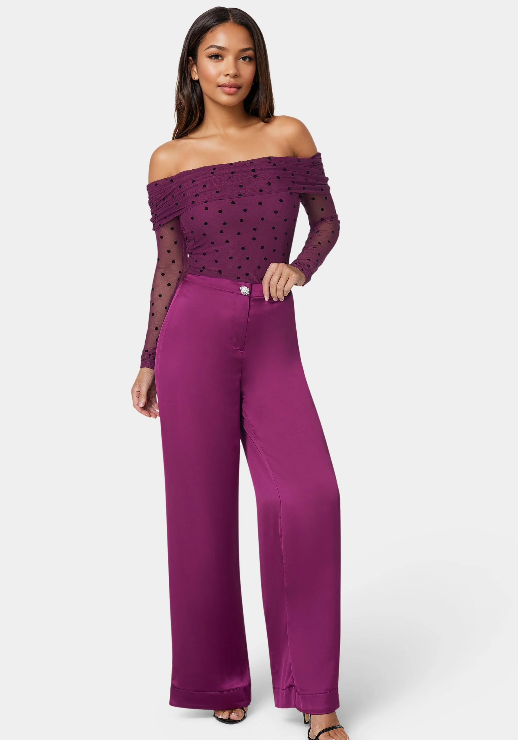 High Waist Satin Wide Leg Pant - Image 2