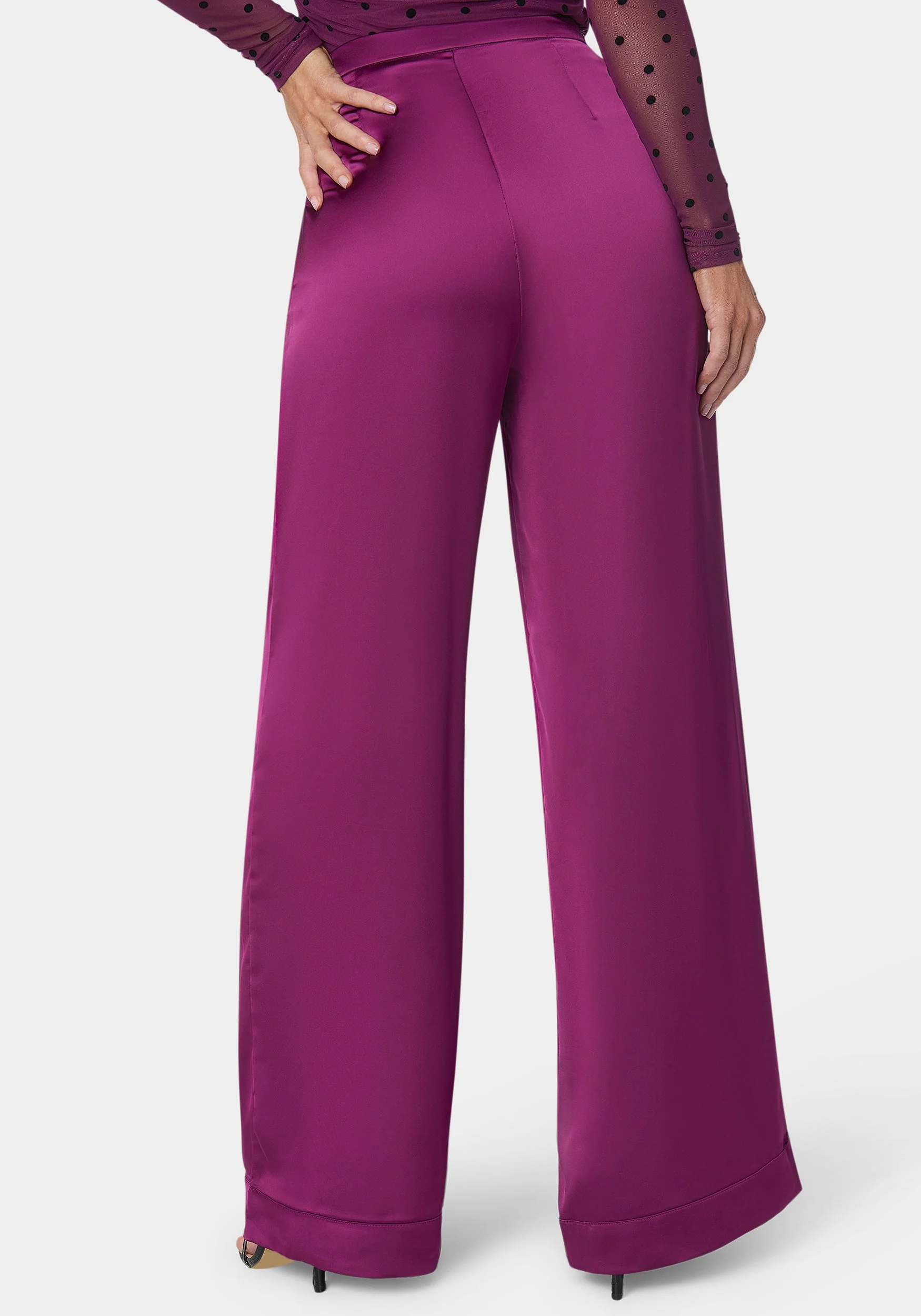 High Waist Satin Wide Leg Pant - Image 3