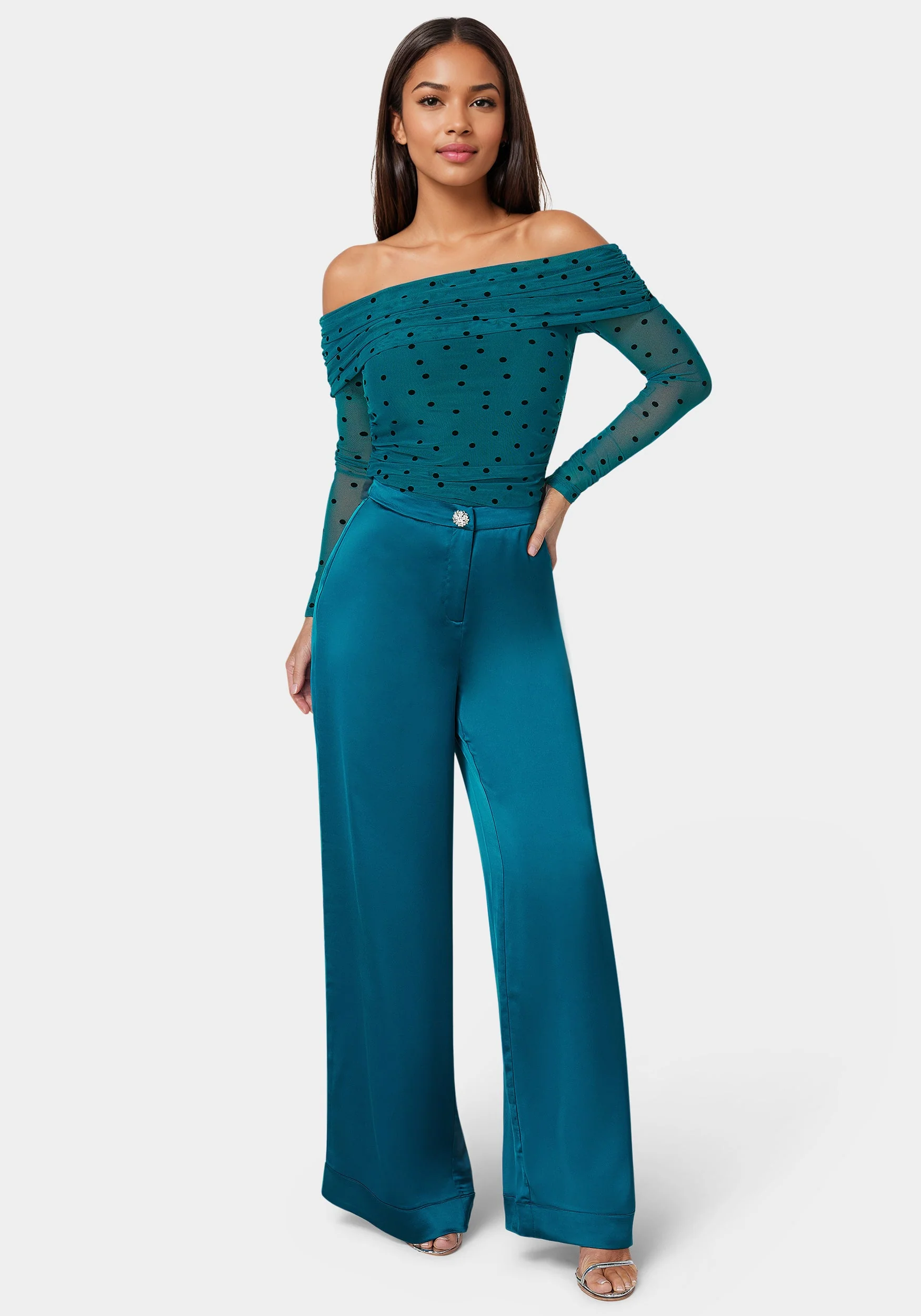High Waist Satin Wide Leg Pant - Image 2