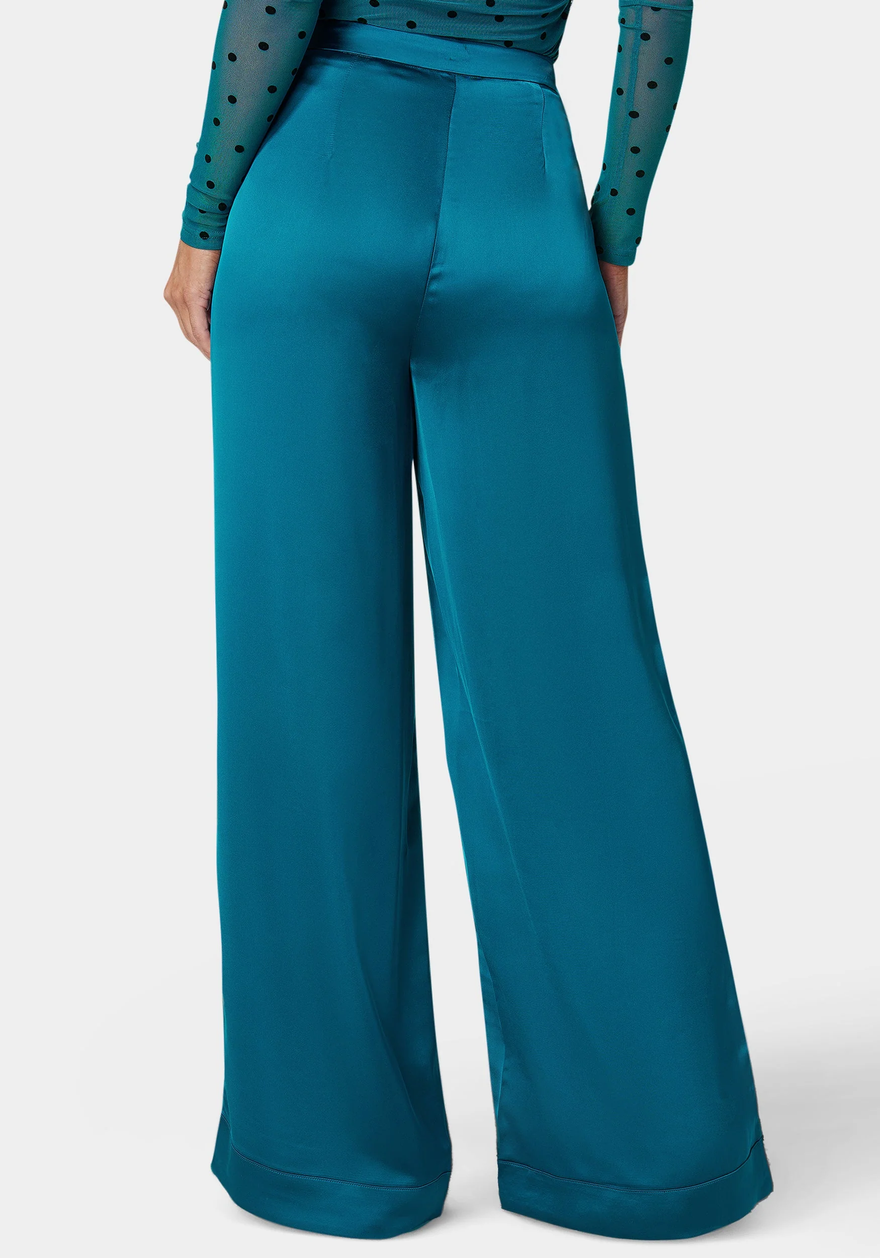 High Waist Satin Wide Leg Pant - Image 3