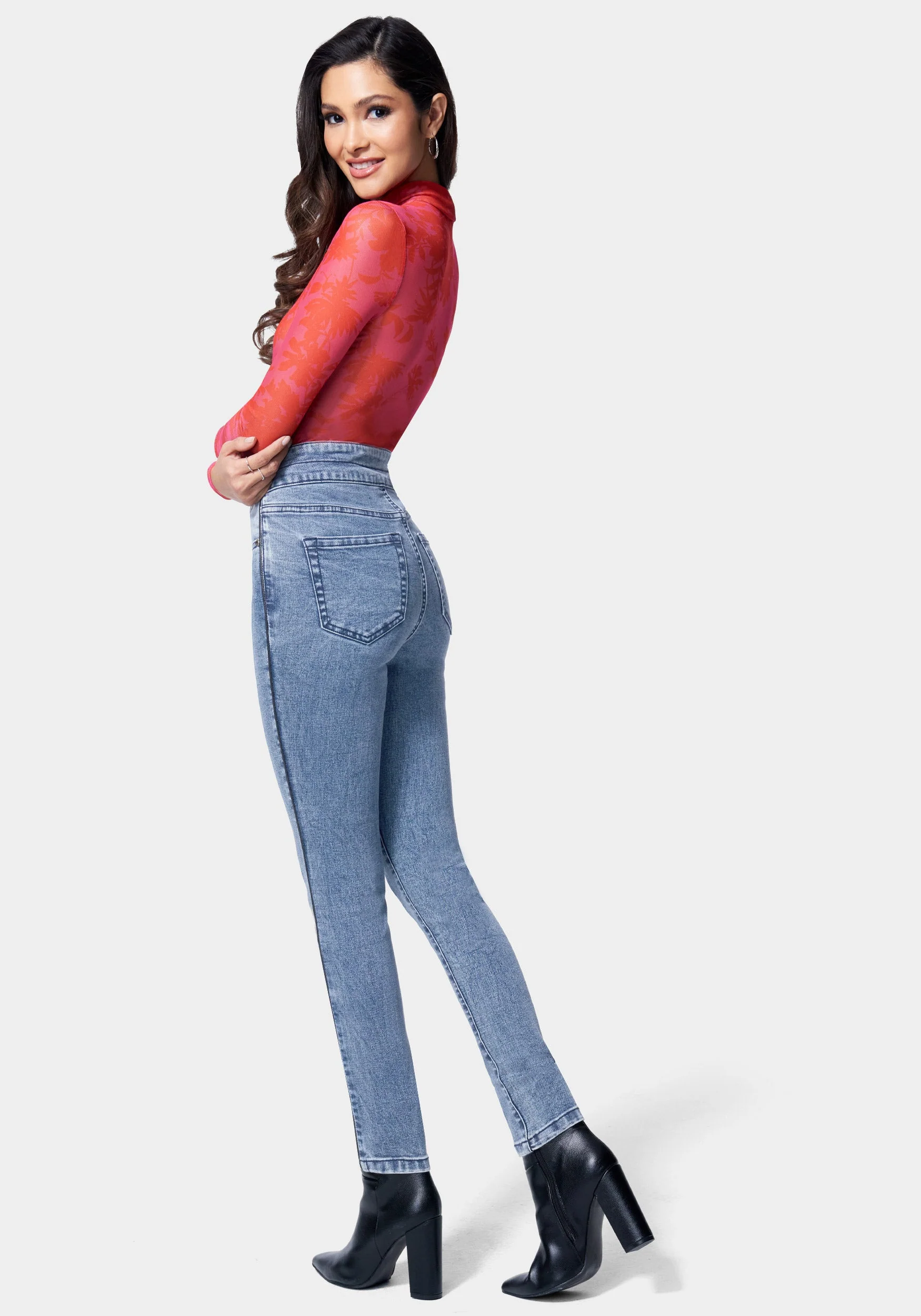High Waist Skinny Leg Jeans - Image 3