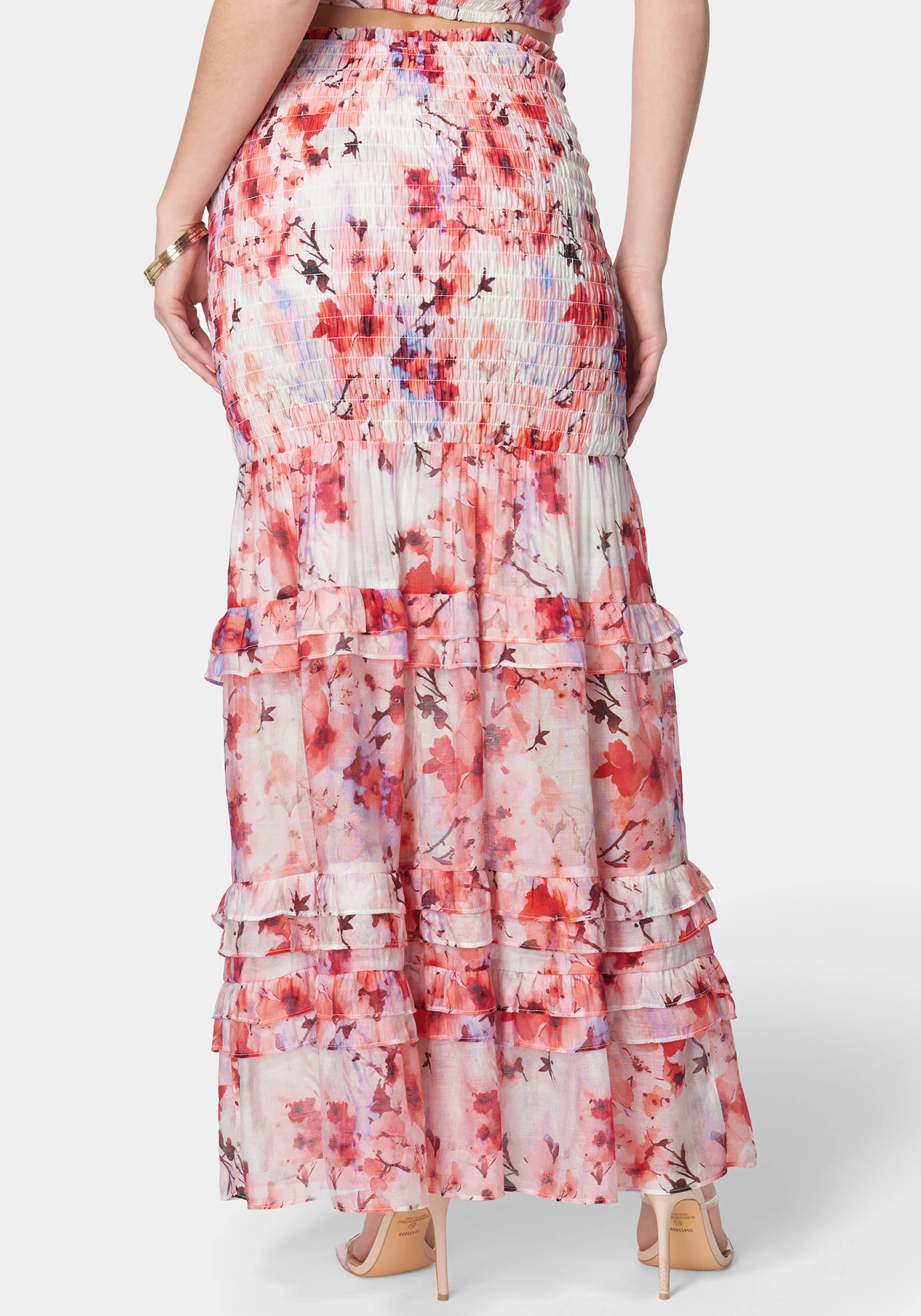 High Waist Smocked Ruffle Maxi Skirt - Image 3