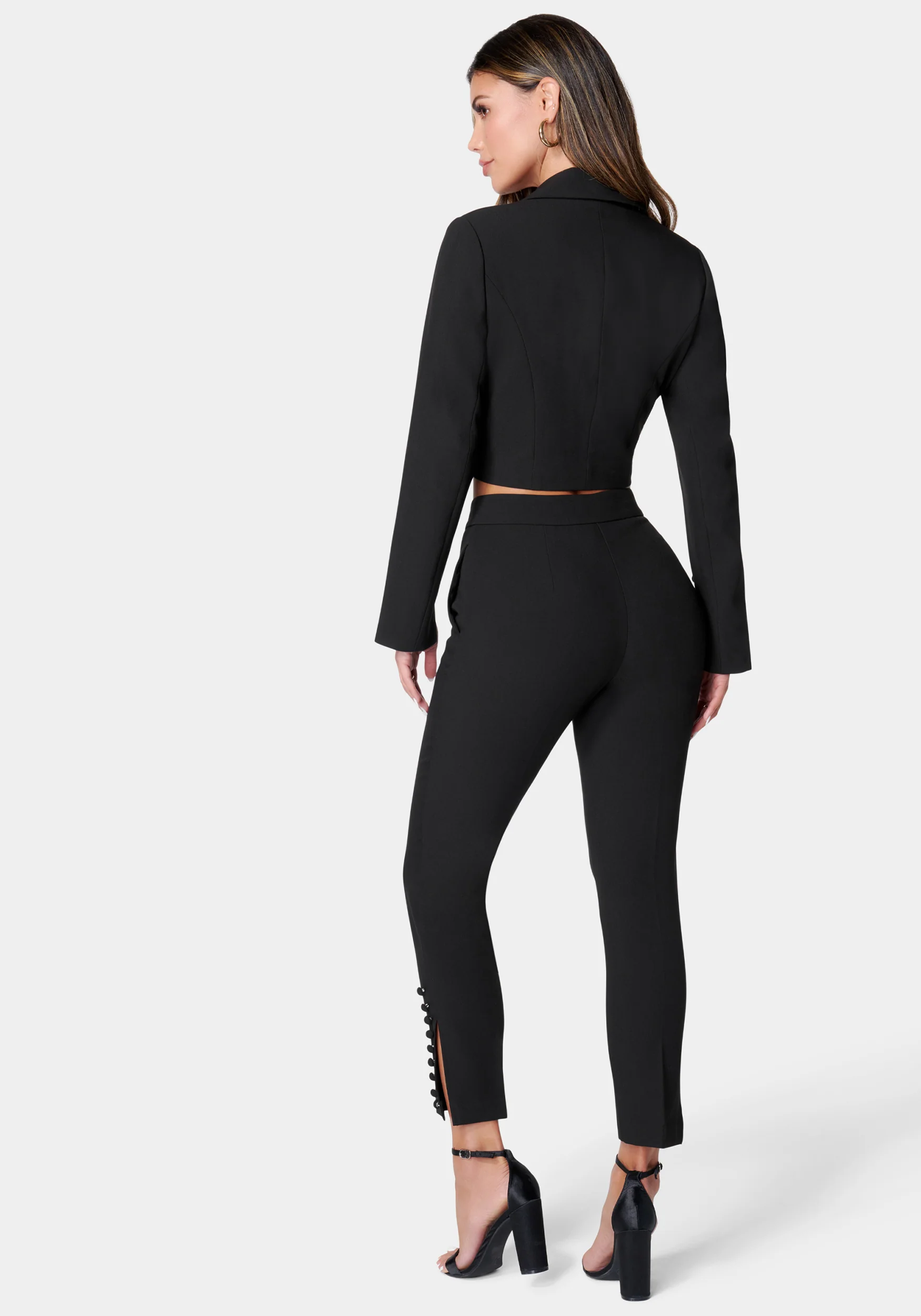 High Waist Tailored Button Detail Slim Pant - Image 2