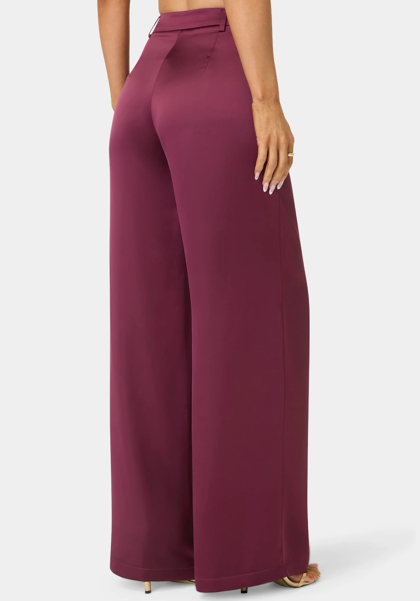 High Waist Ultra Wide Leg Satin Pant - Image 3