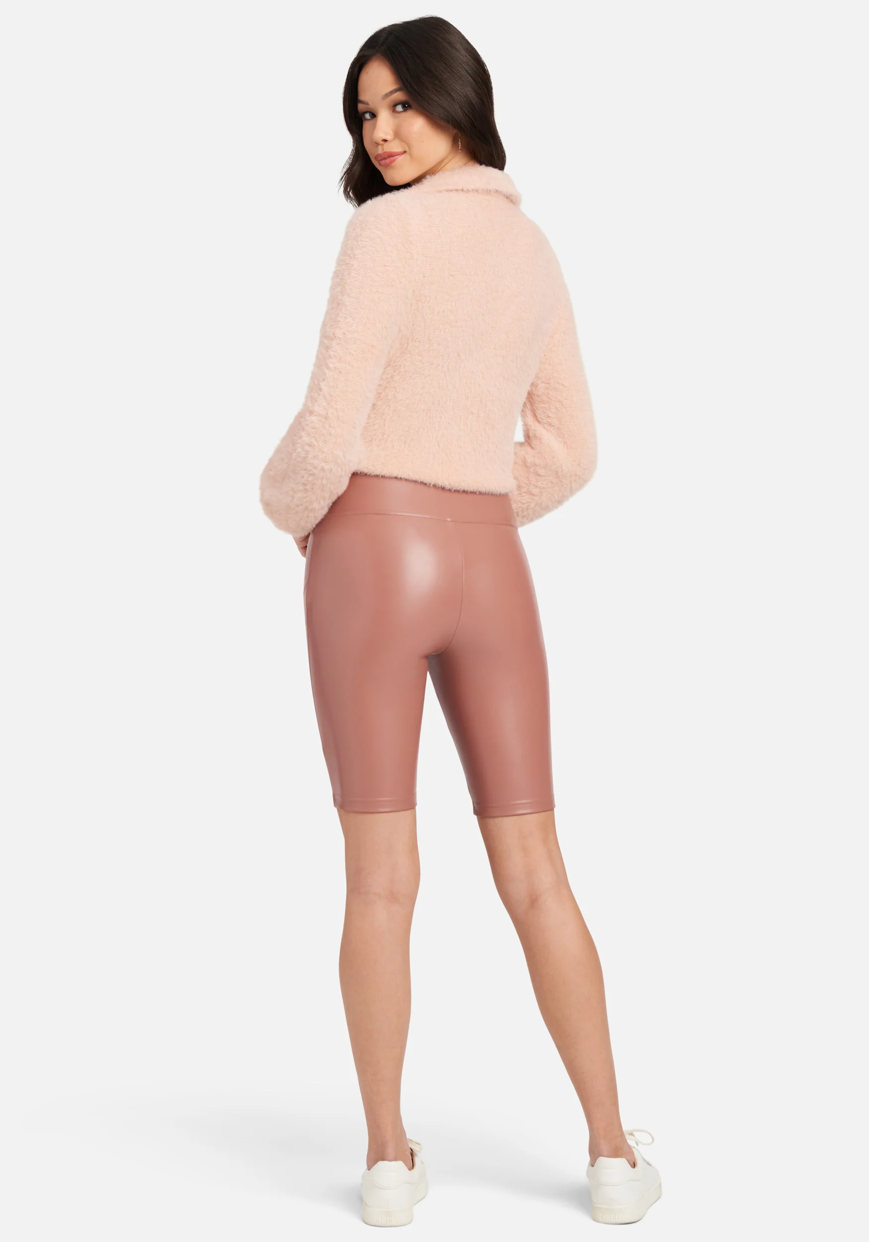 High Waist Vegan Leather Biker Short - Image 3
