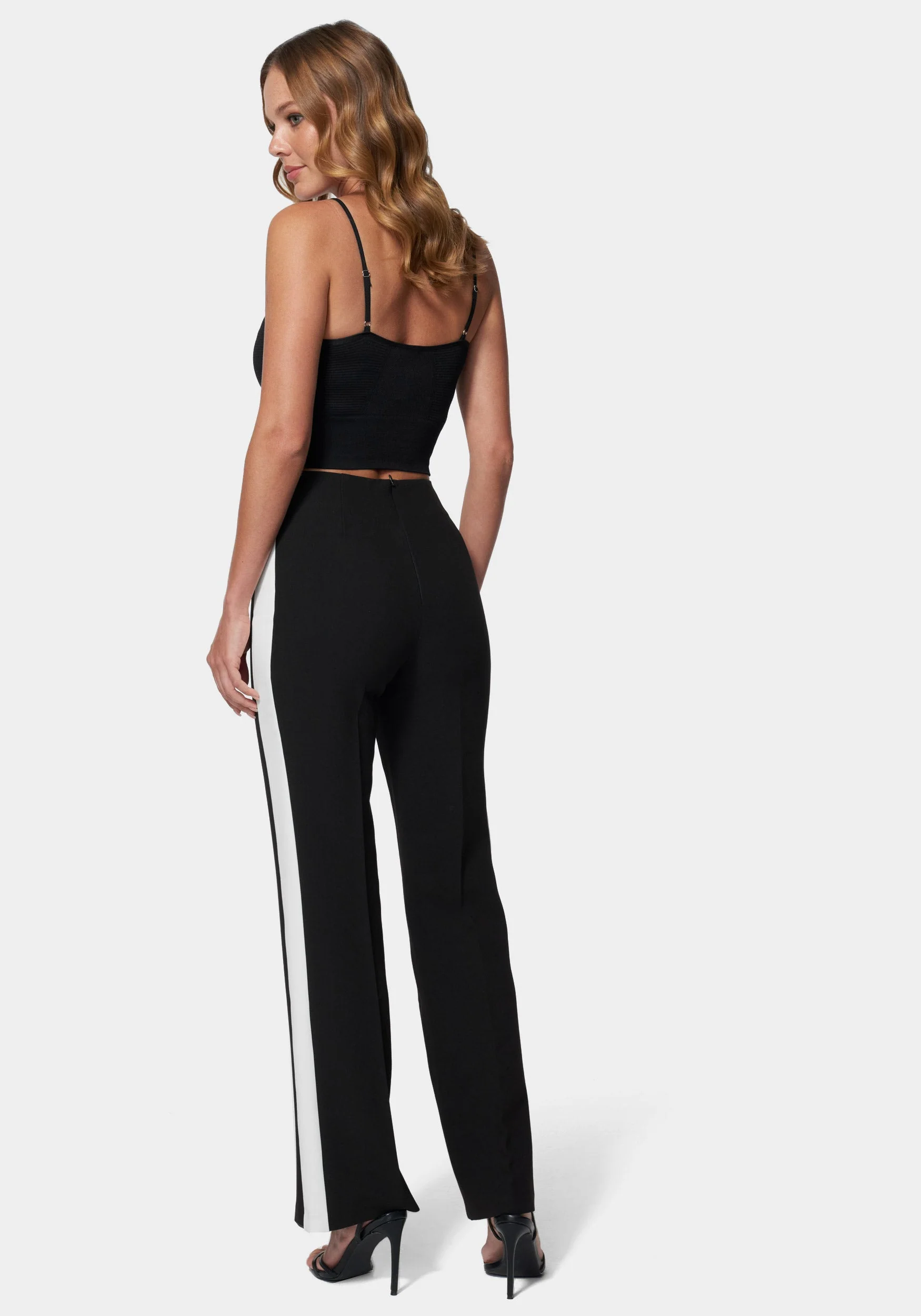 High Waist Wide Leg Contrast Trim Pant - Image 3