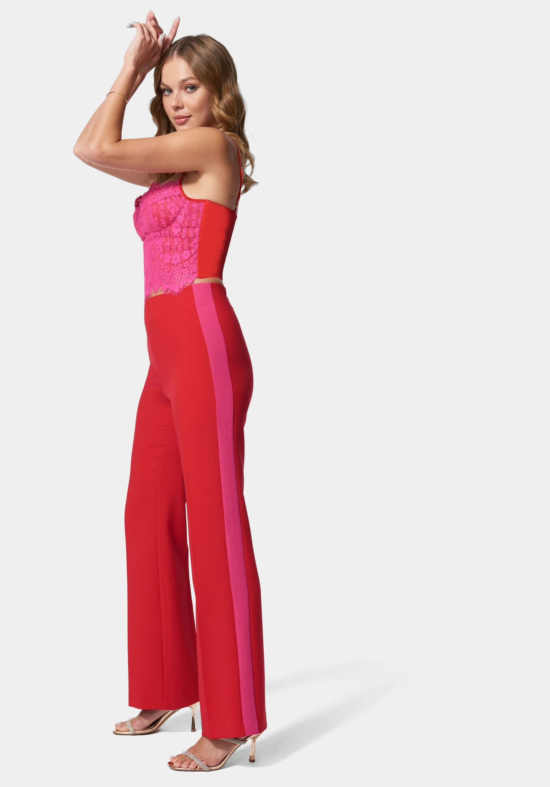 High Waist Wide Leg Contrast Trim Pant - Image 2