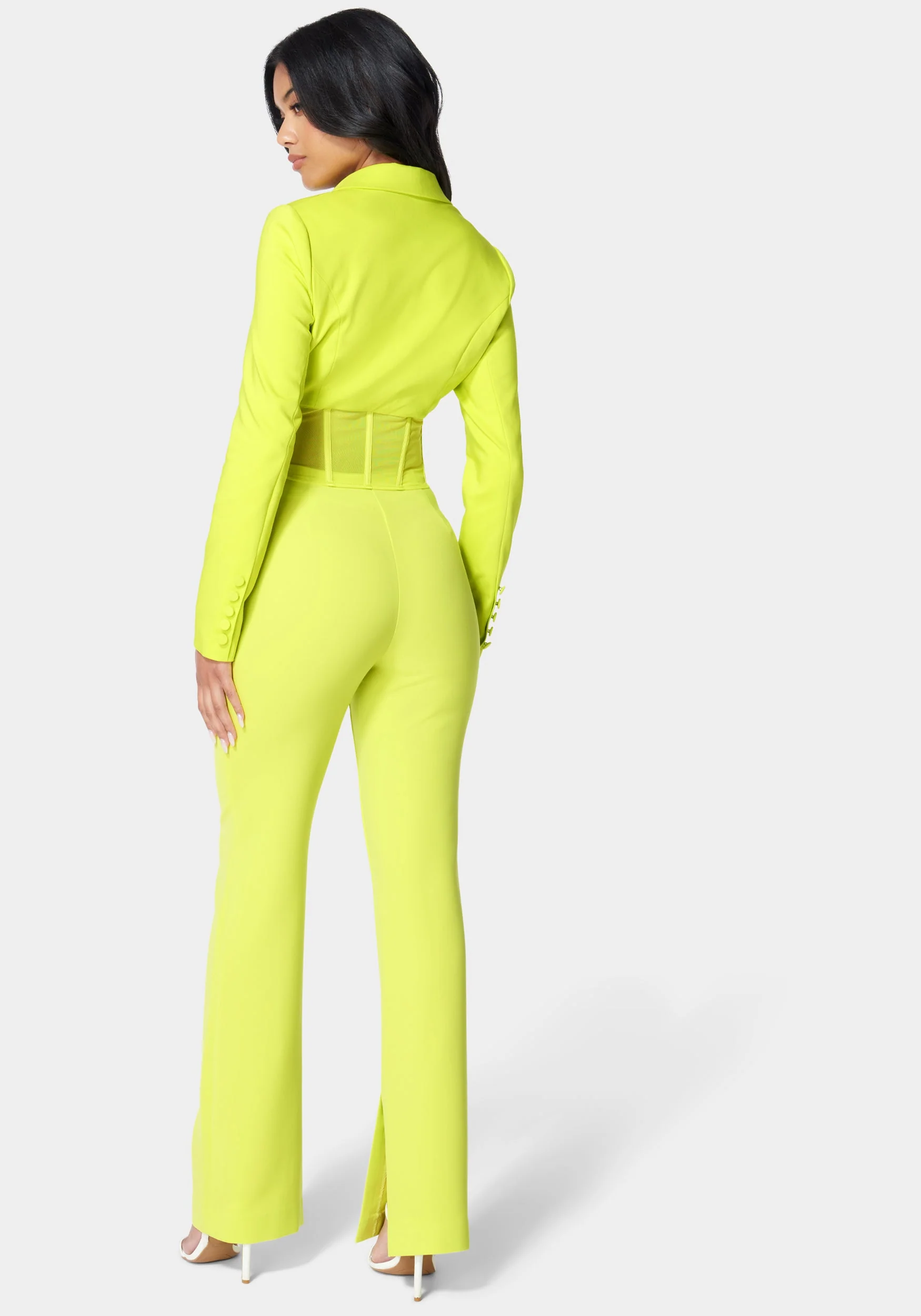 High Waist Wide Leg Side Slit Tailored Pant - Image 3
