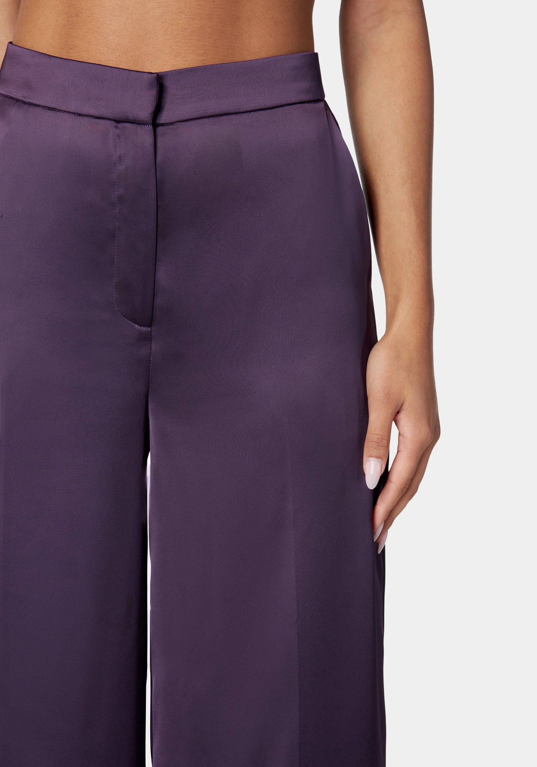 High Waist Wide Leg Tailored Satin Pant - Image 4