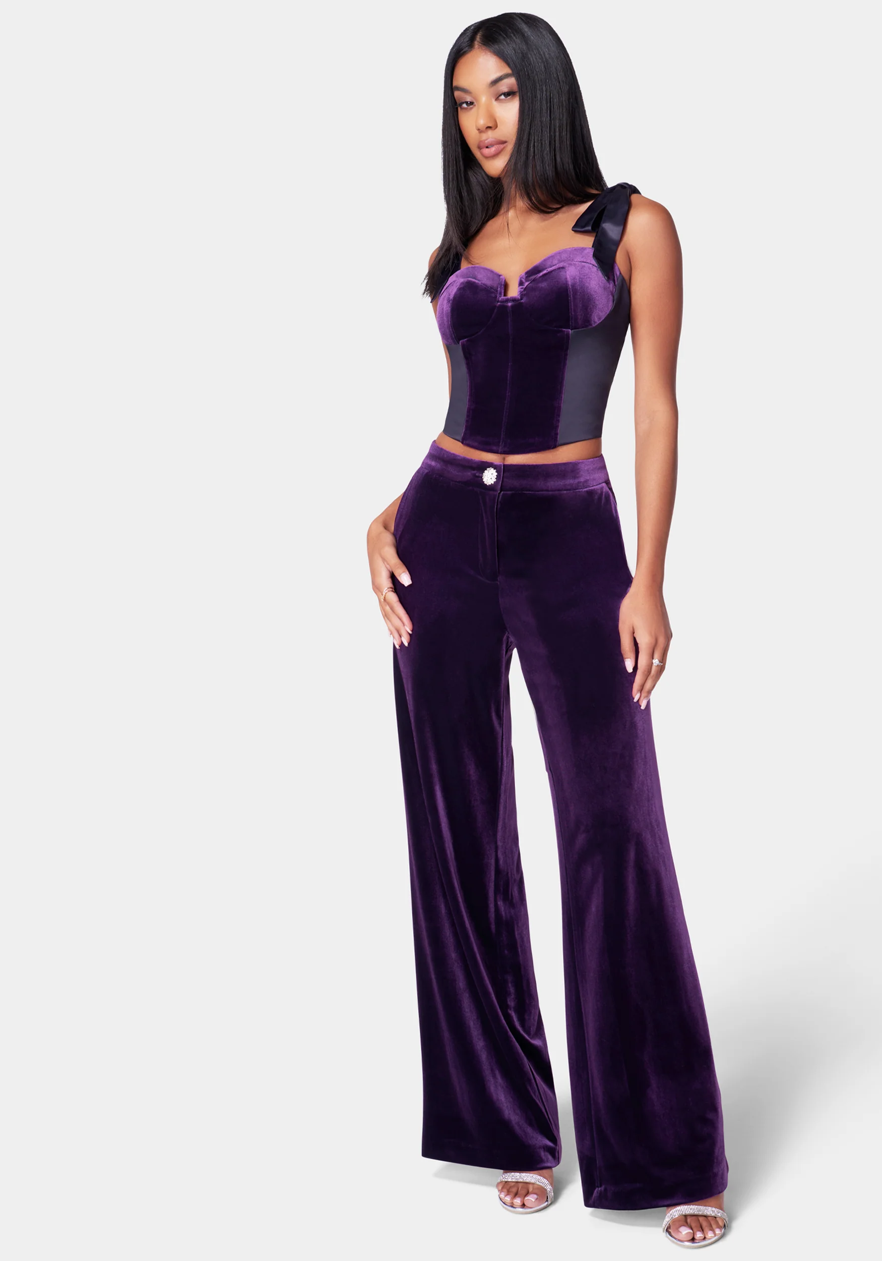 High Waist Wide Leg Velour Pant - Image 2