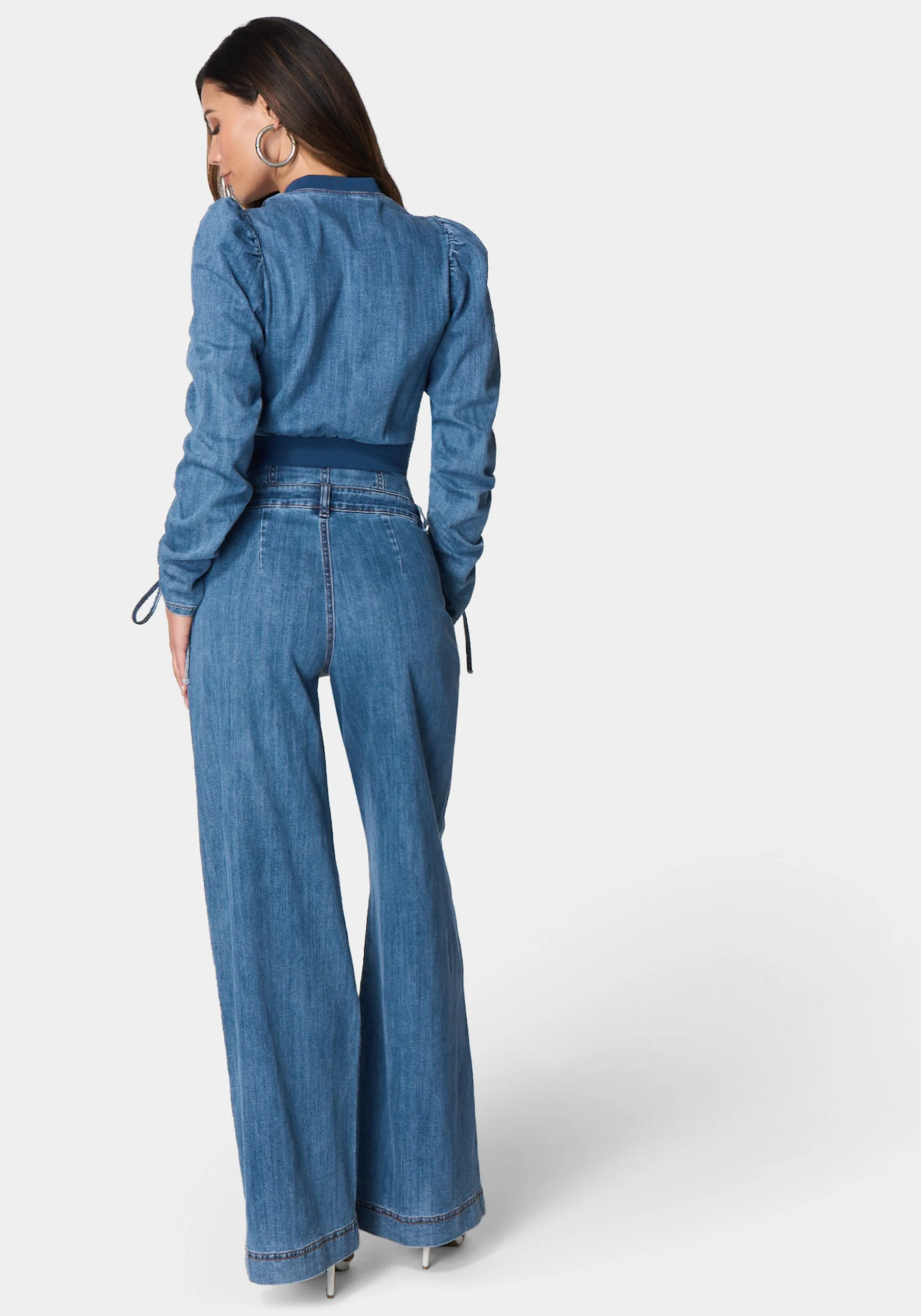 High Waisted Build Up Corset Ultra Wide Leg Jeans - Image 3