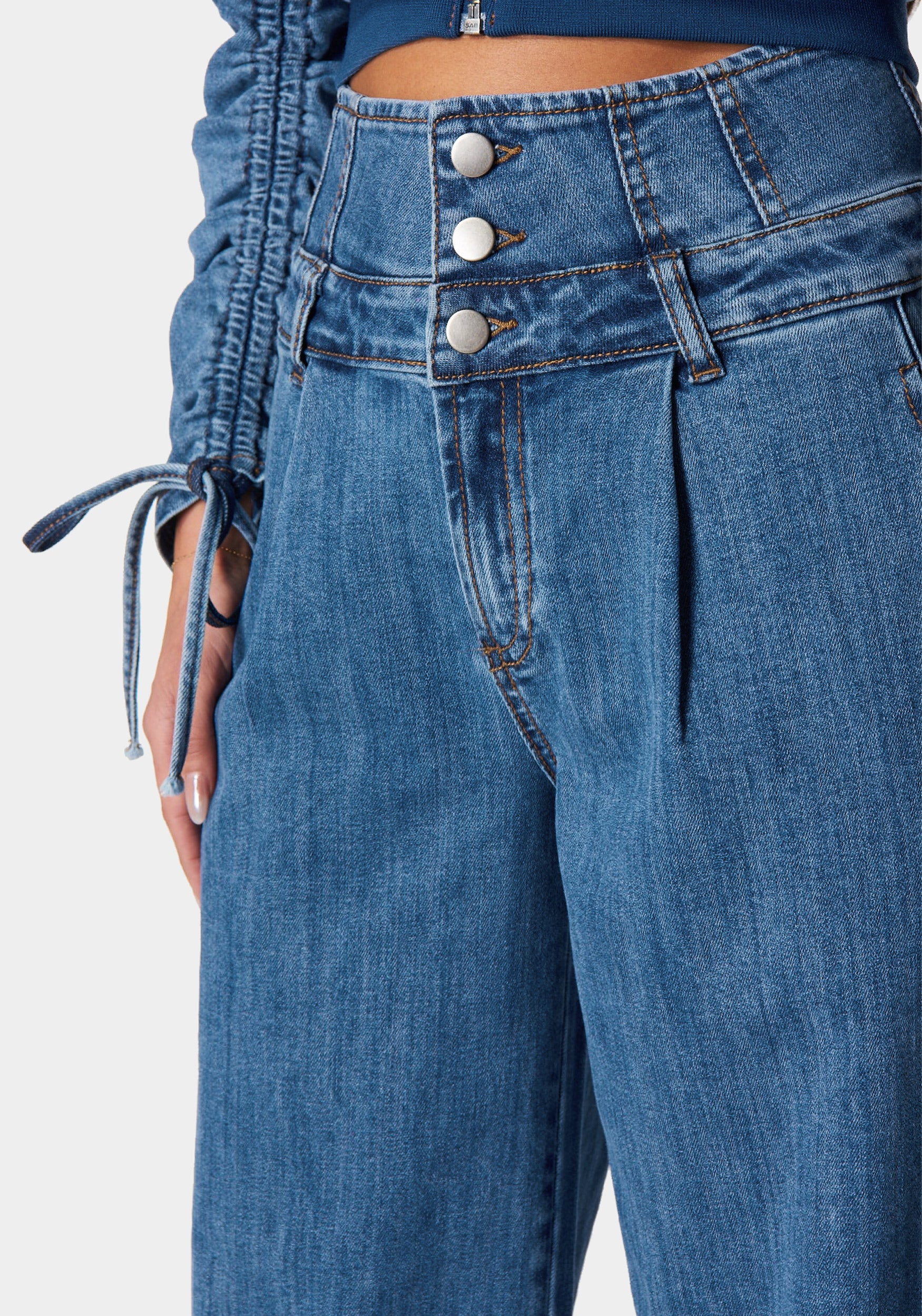 High Waisted Build Up Corset Ultra Wide Leg Jeans - Image 4