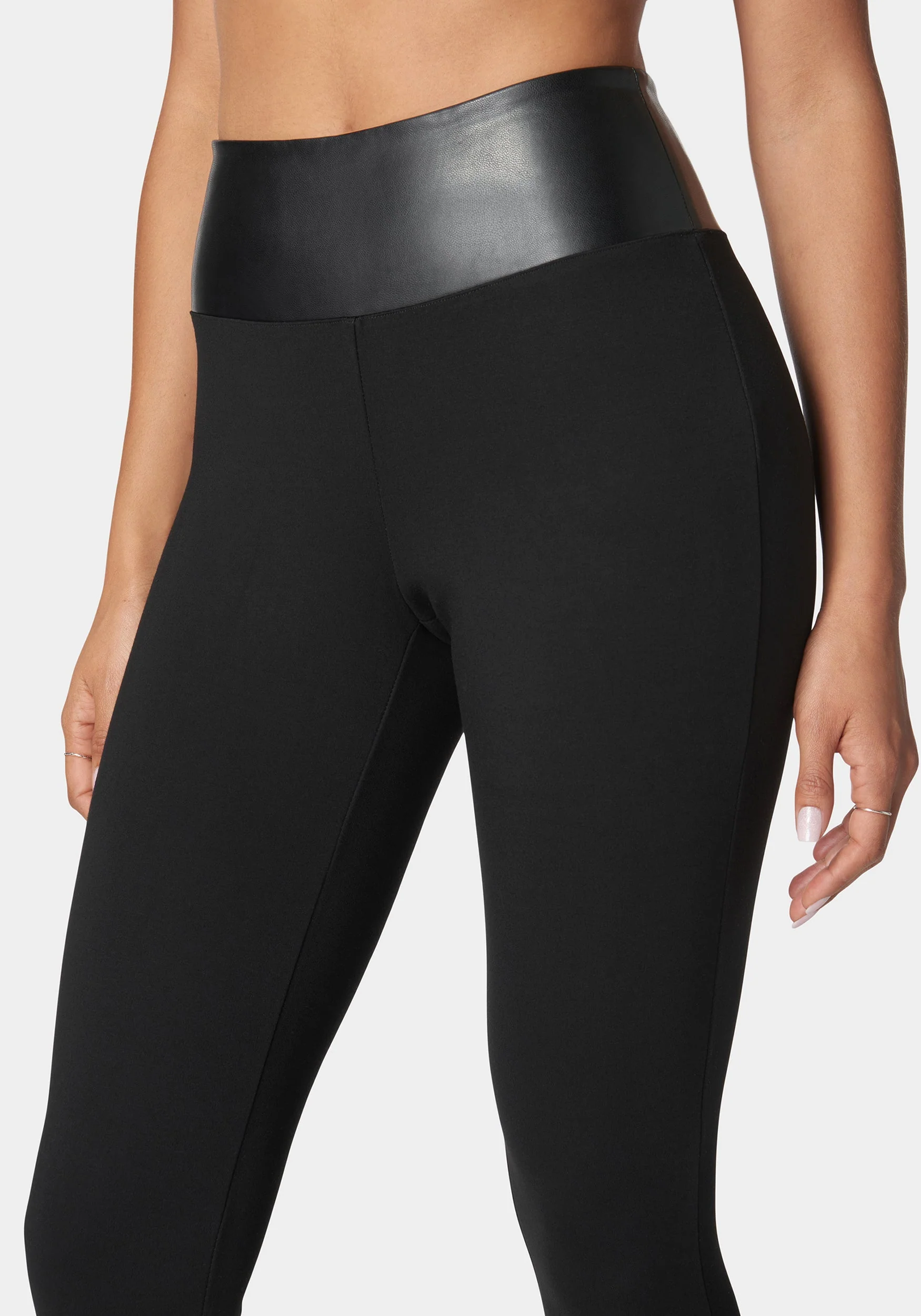 High Waisted Vegan Leather Waist Band Pdr Legging - Image 4