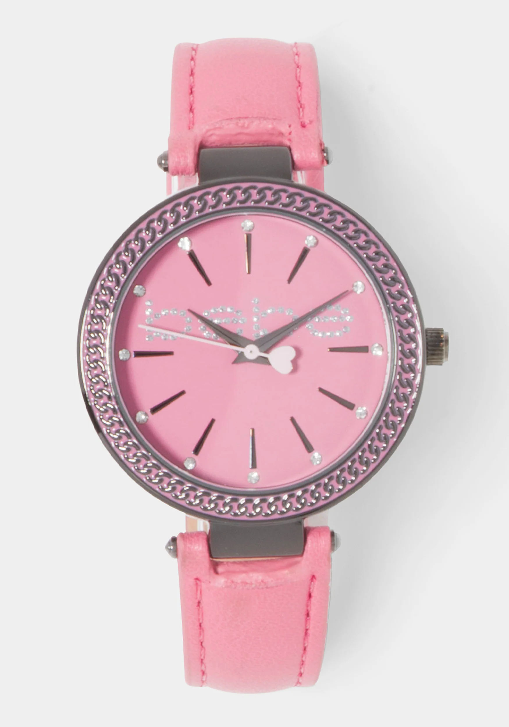 Hot Pink Strap Watch with Crystal Bezel - Image 2