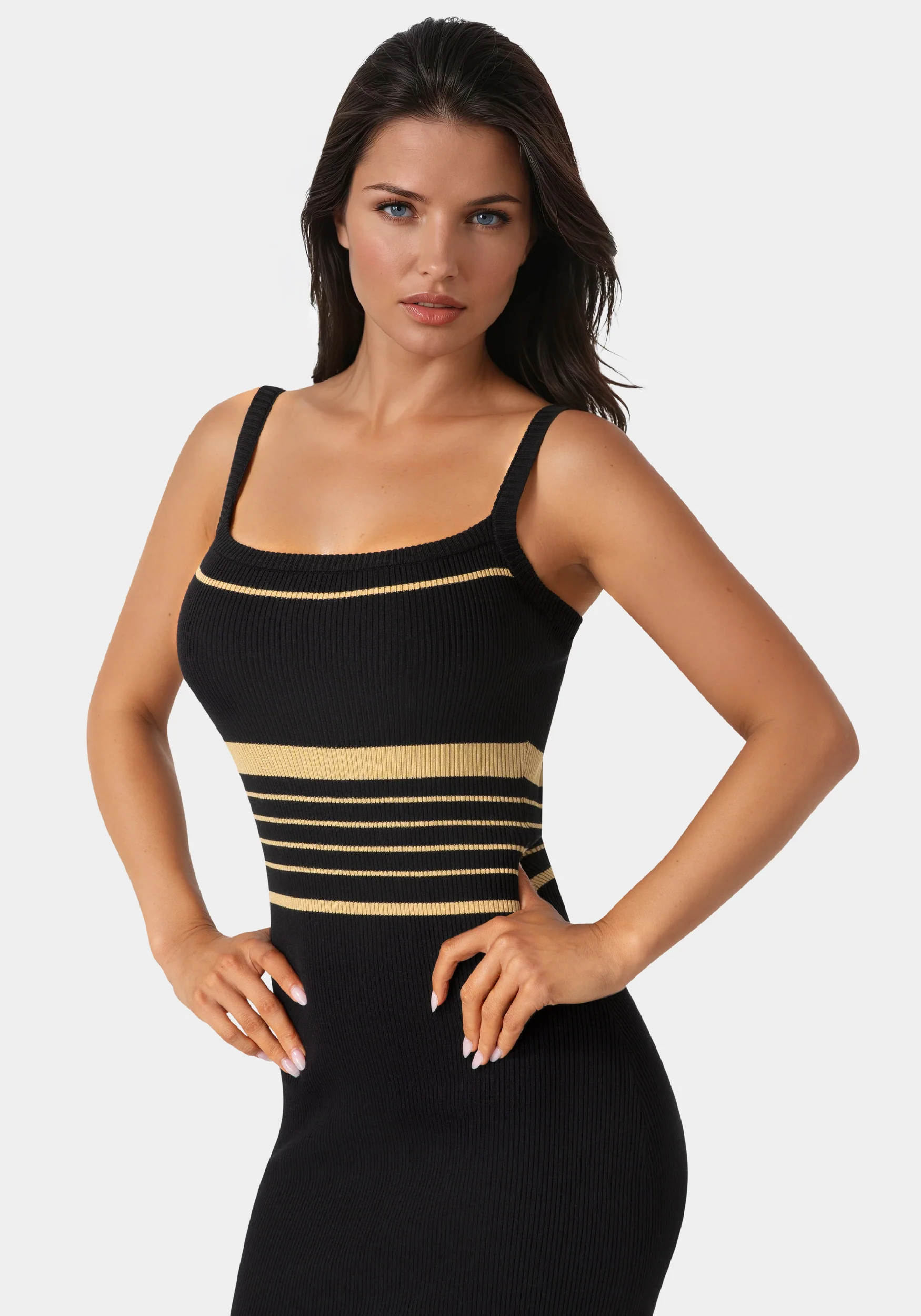 Illusion Sweater Bodycon Maxi Dress - Image 4