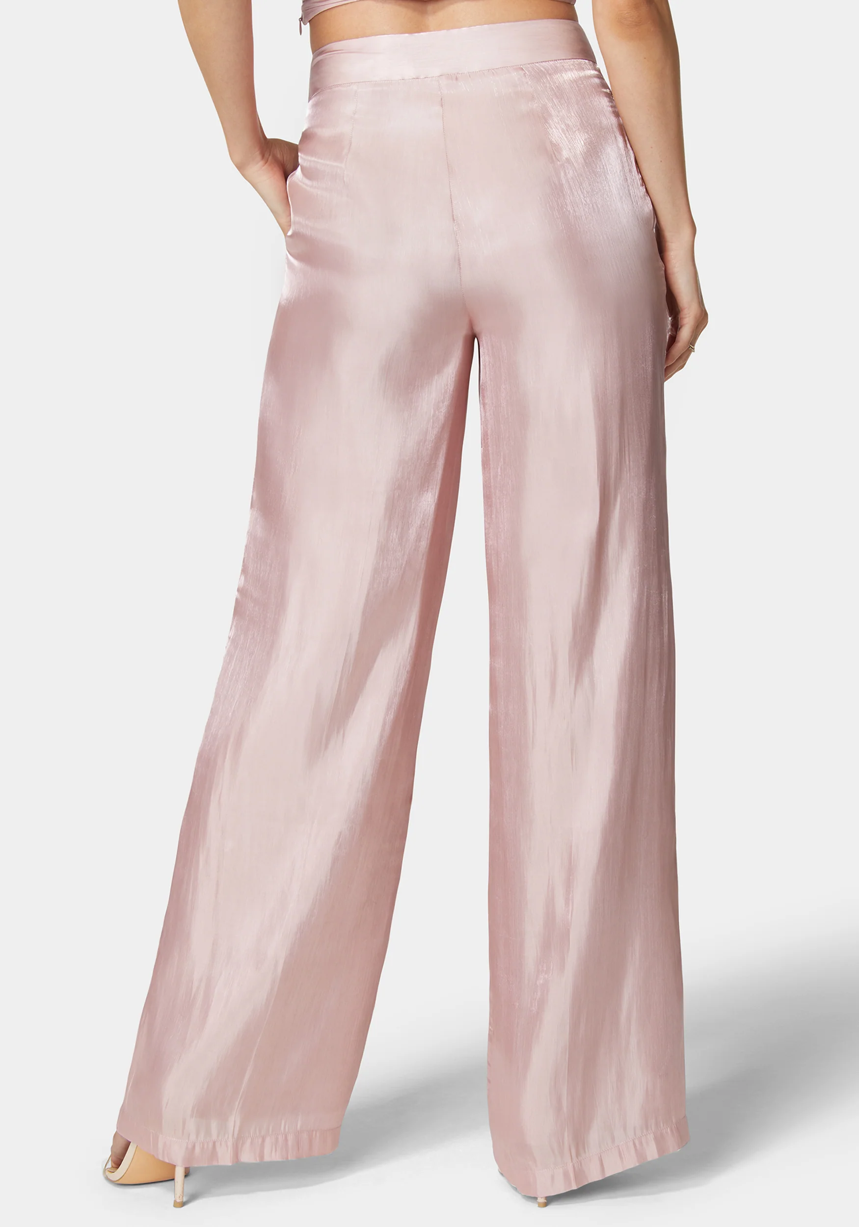 Iridescent Satin High Waist Palazzo Leg Pants - Image 4