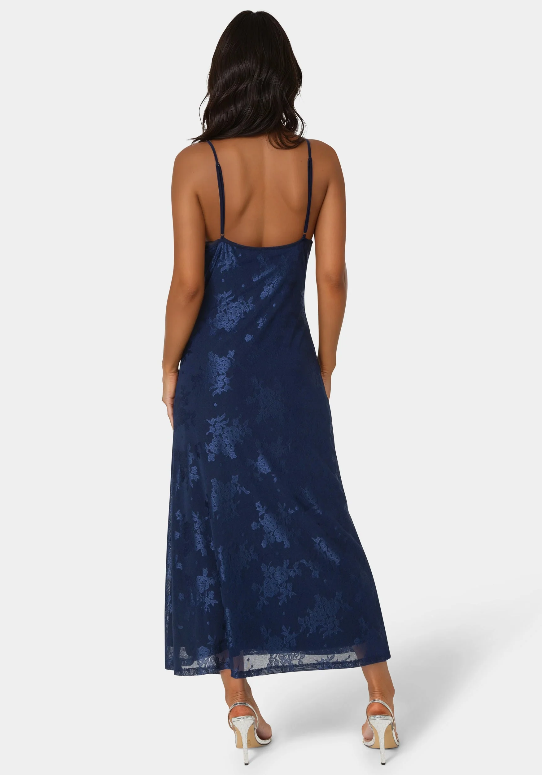 Jacquard Mesh Cowl A-Line Maxi Dress - Image 3