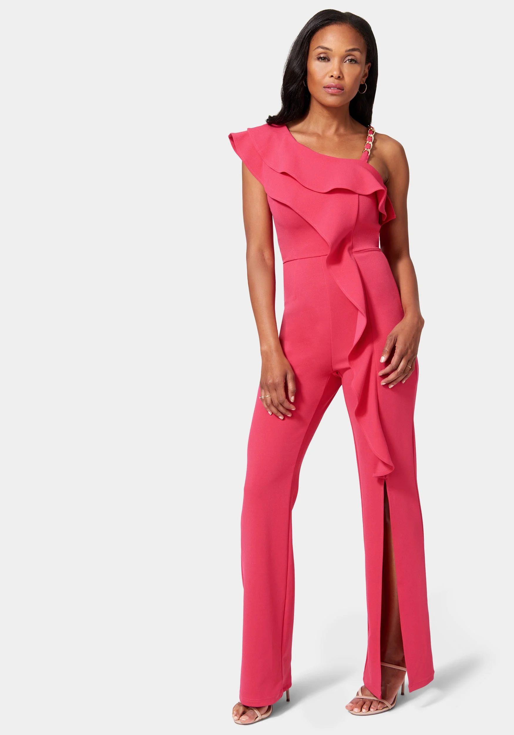 Knit Crepe Cascade Wide Leg Jumpsuit - Image 2