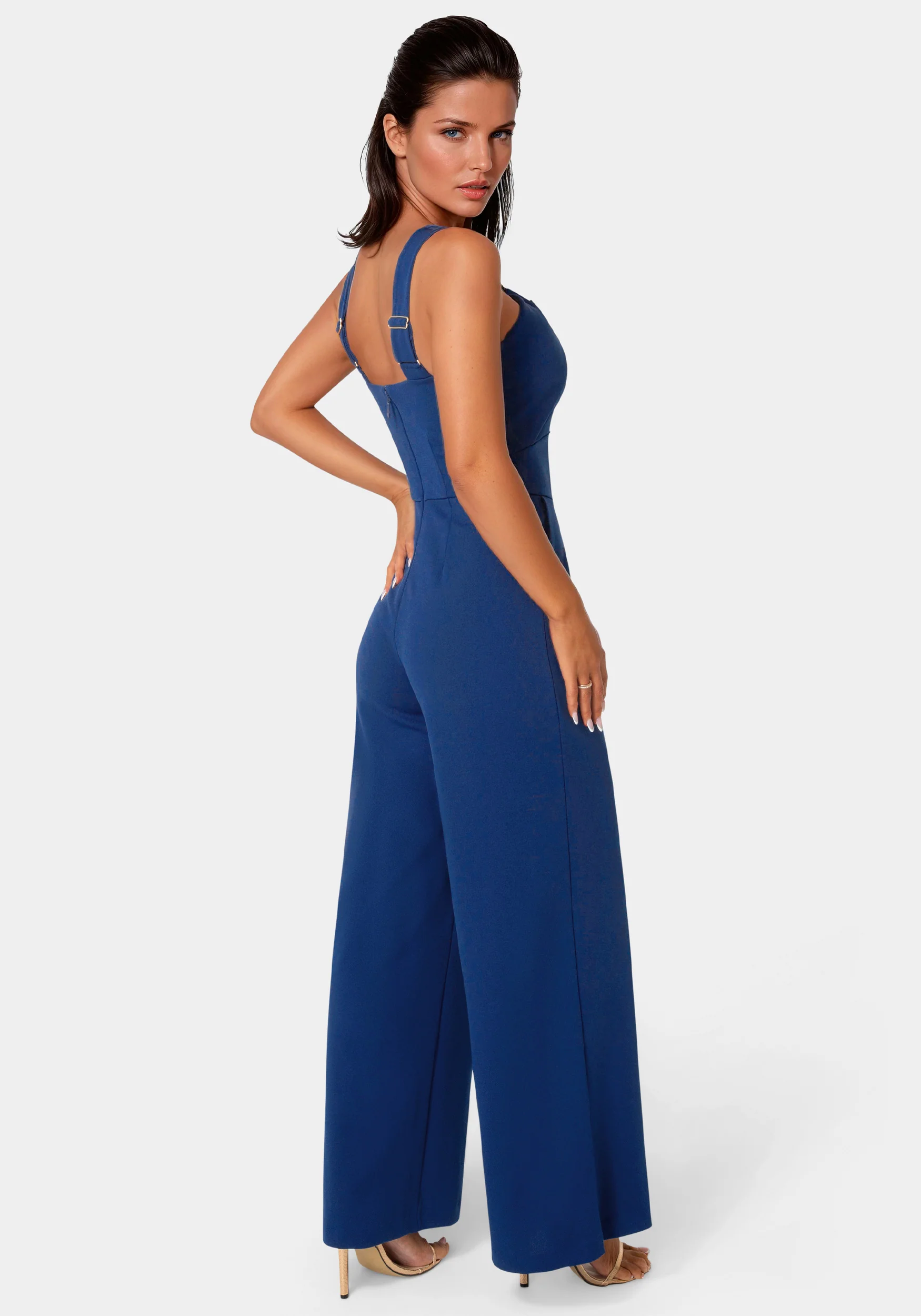 Knit Crepe Twist Wide Leg Jumpsuit - Image 2