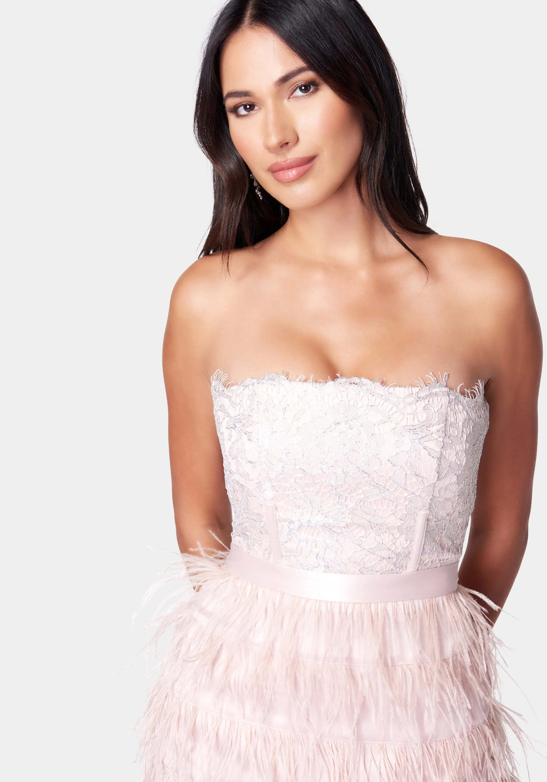 Lace And Feather Mini Dress - Image 4