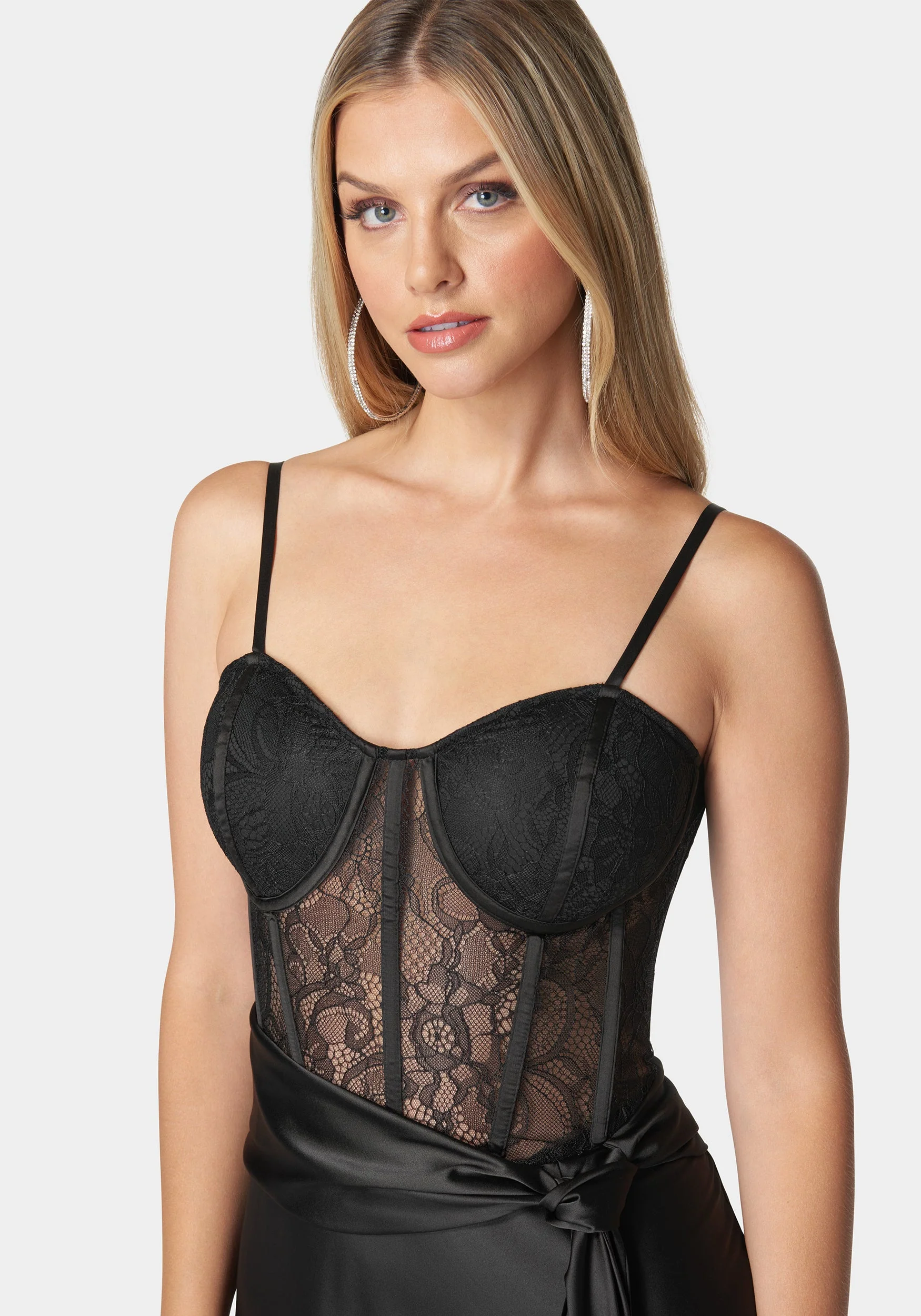 Lace And Satin Bustier Gown - Image 4