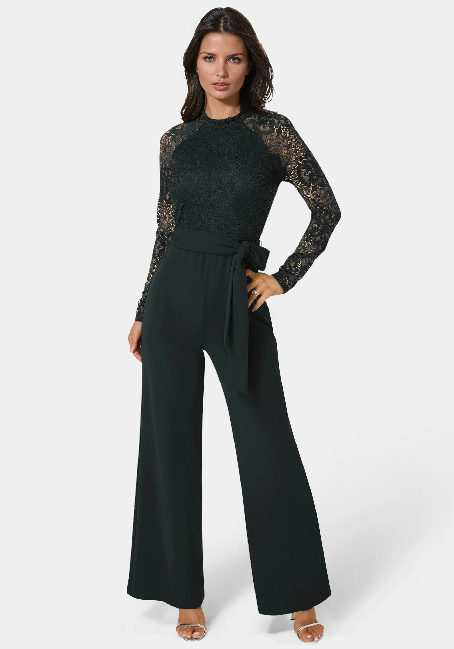 Lace Bodice Straight Leg Jumpsuit
