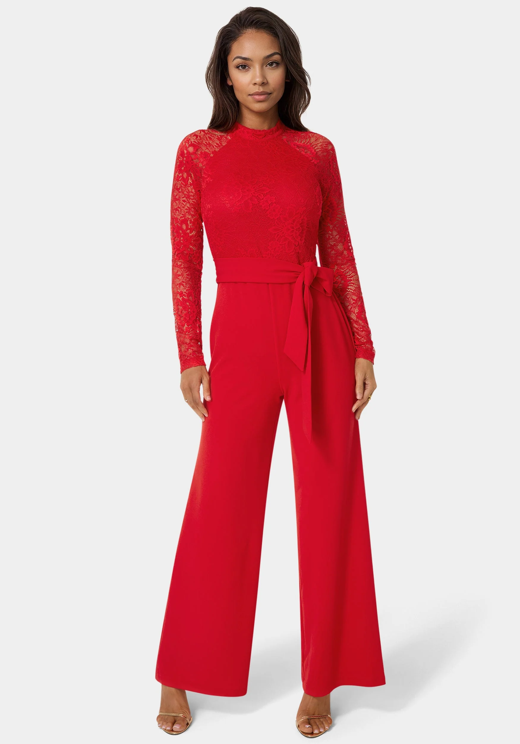 Lace Bodice Straight Leg Jumpsuit