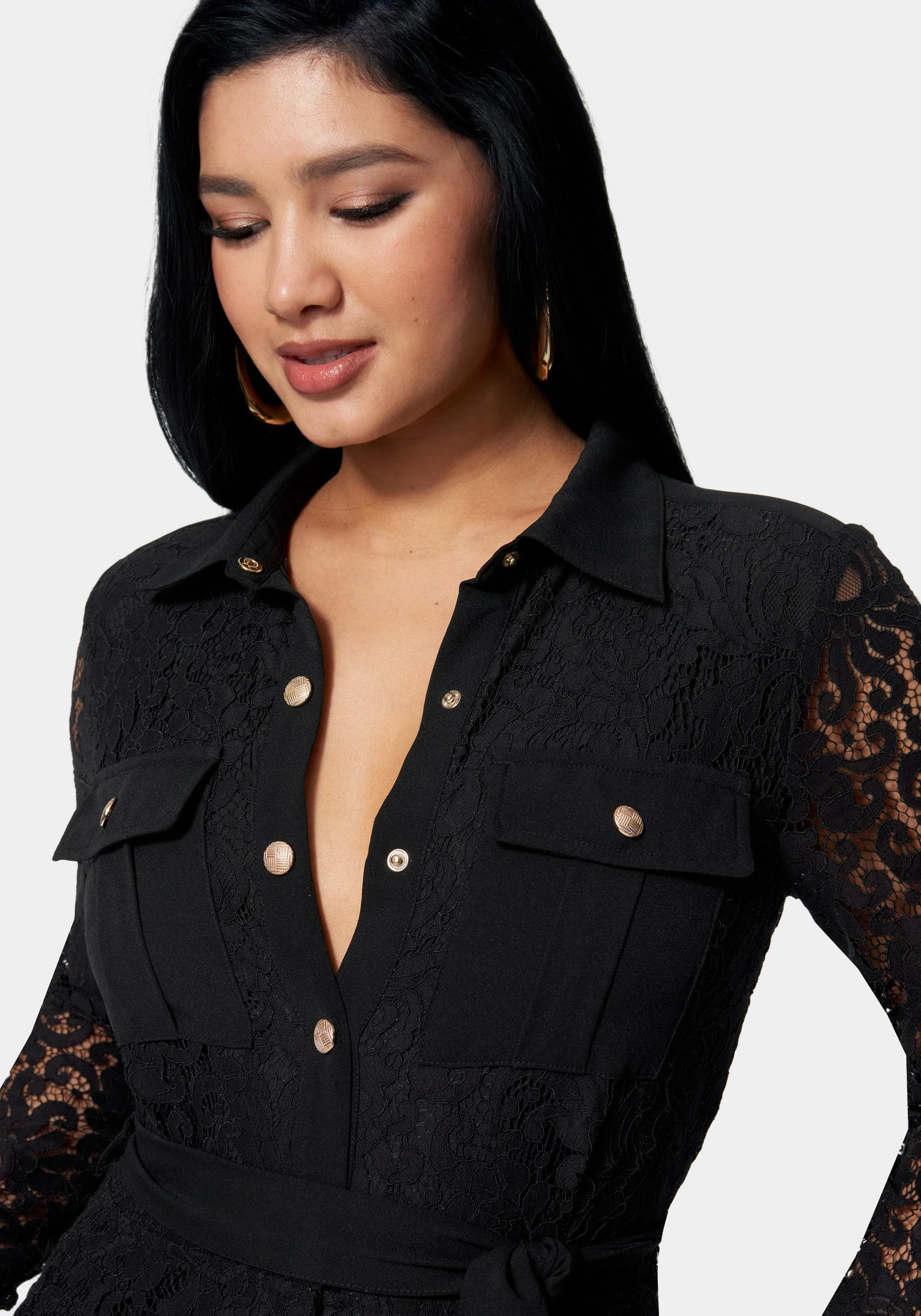 Lace Combo Belted Jumpsuit - Image 4