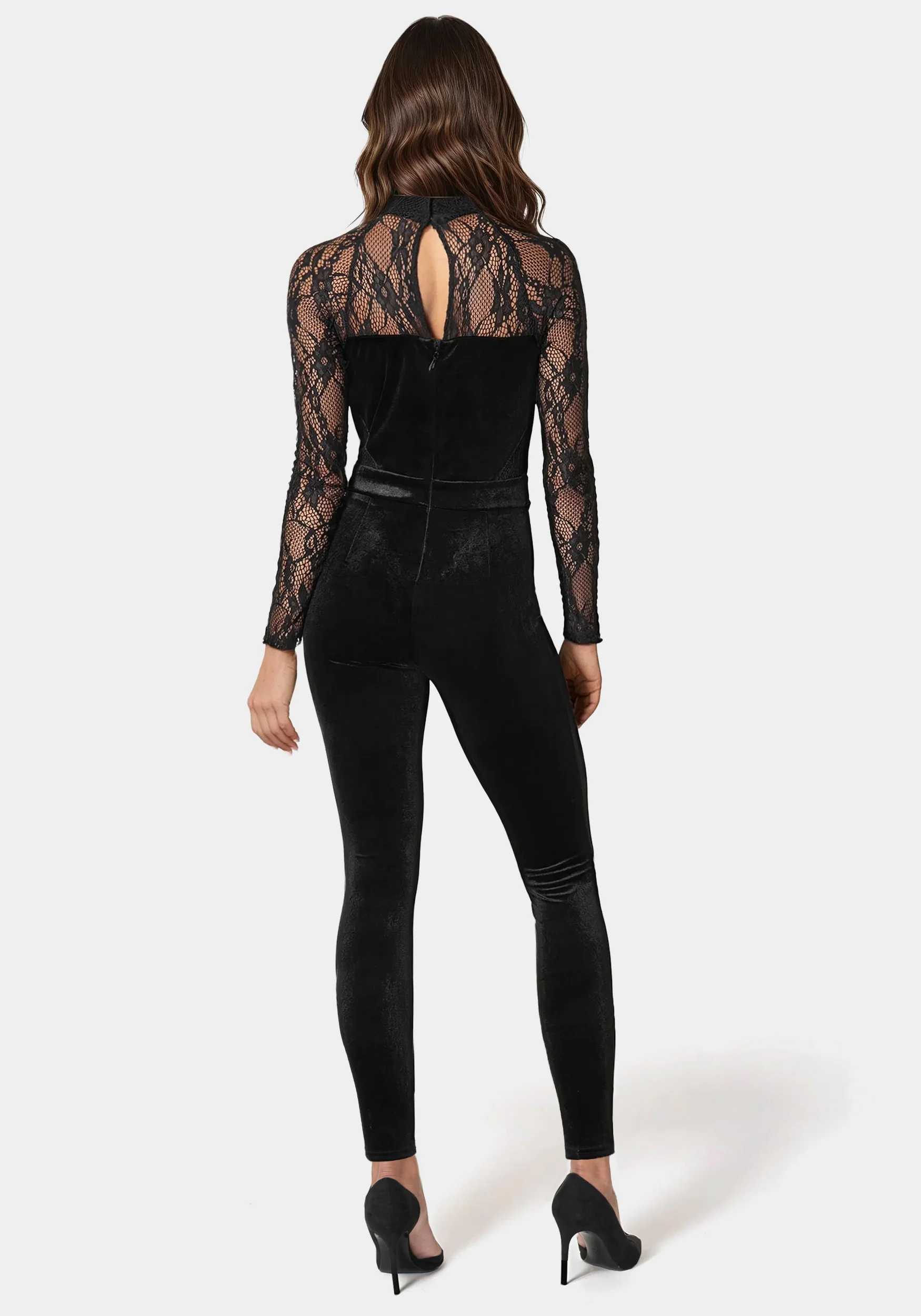 Lace Combo Velour Catsuit - Image 4
