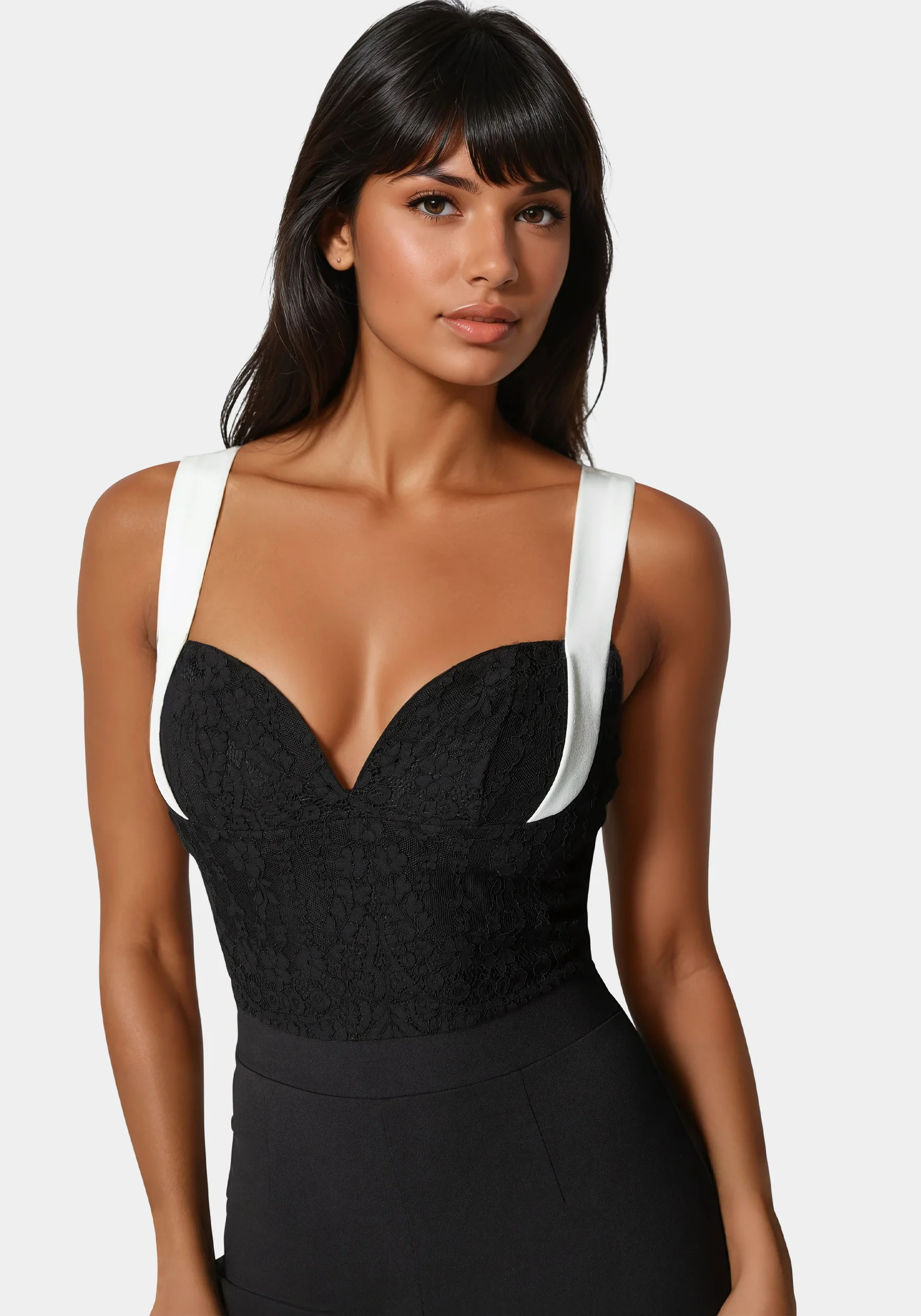 Lace Insert Flared Jumpsuit - Image 2