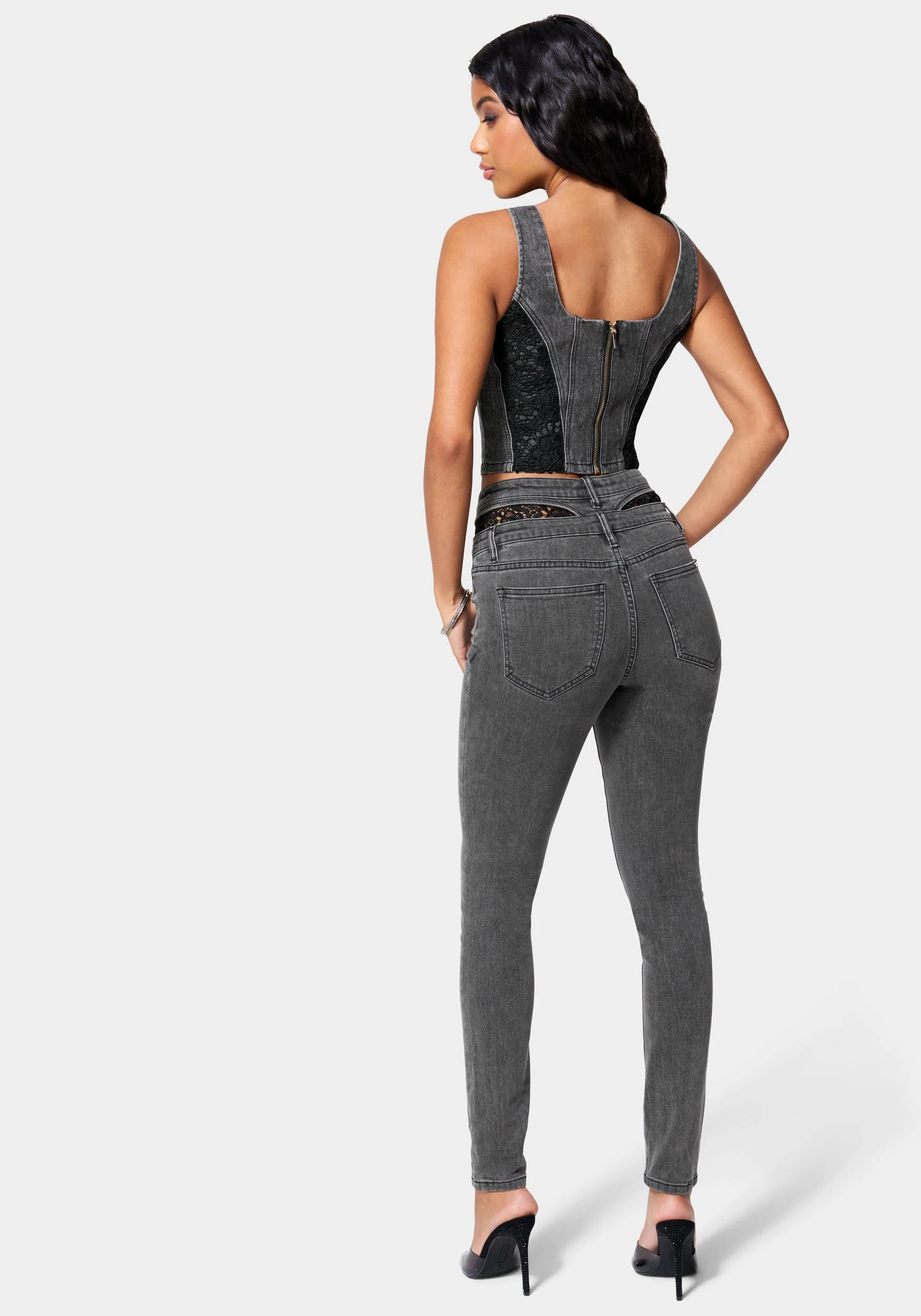 Lace Insert Skinny Jean - Image 3