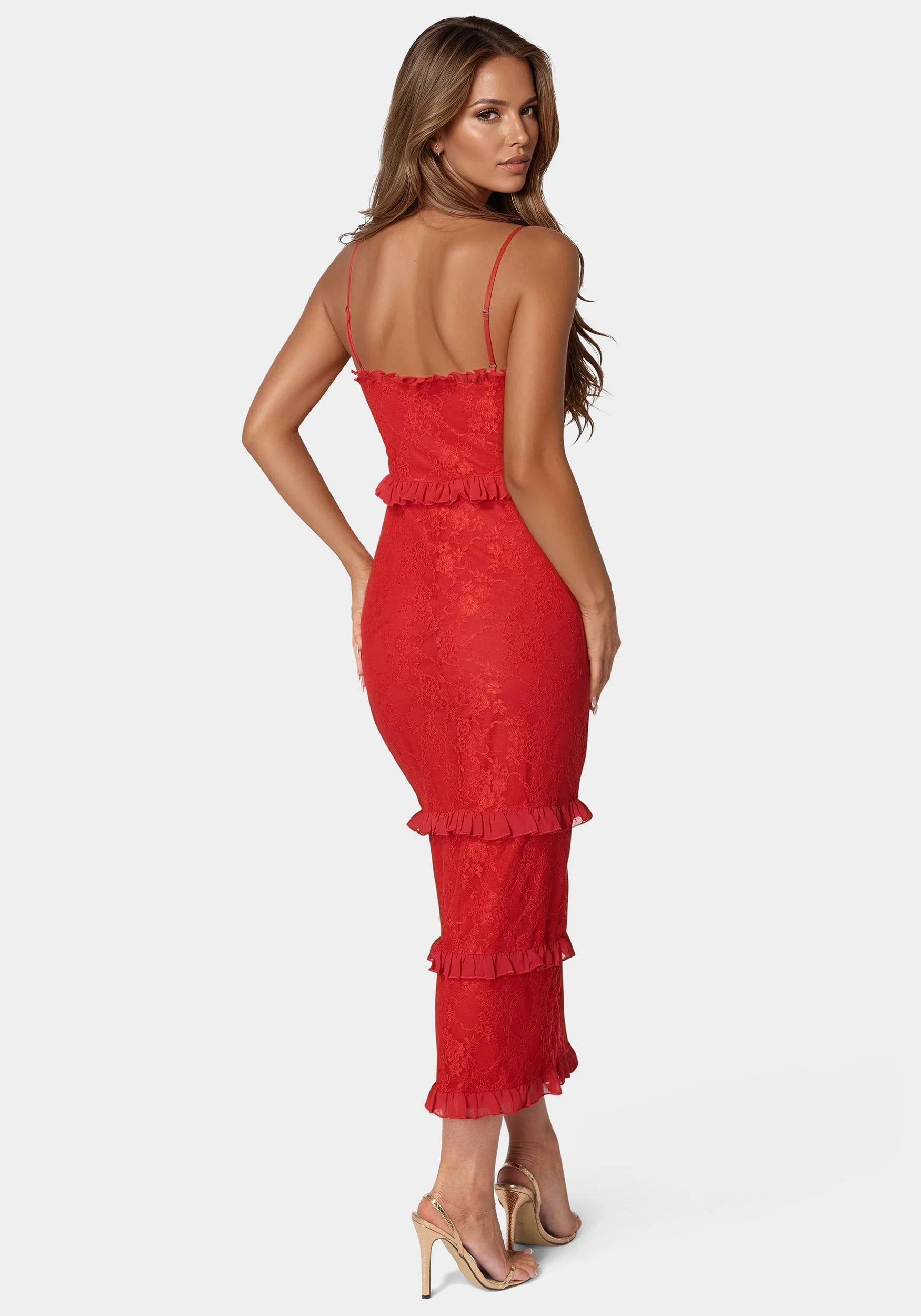 Lace Maxi With Ruffle Dress - Image 3