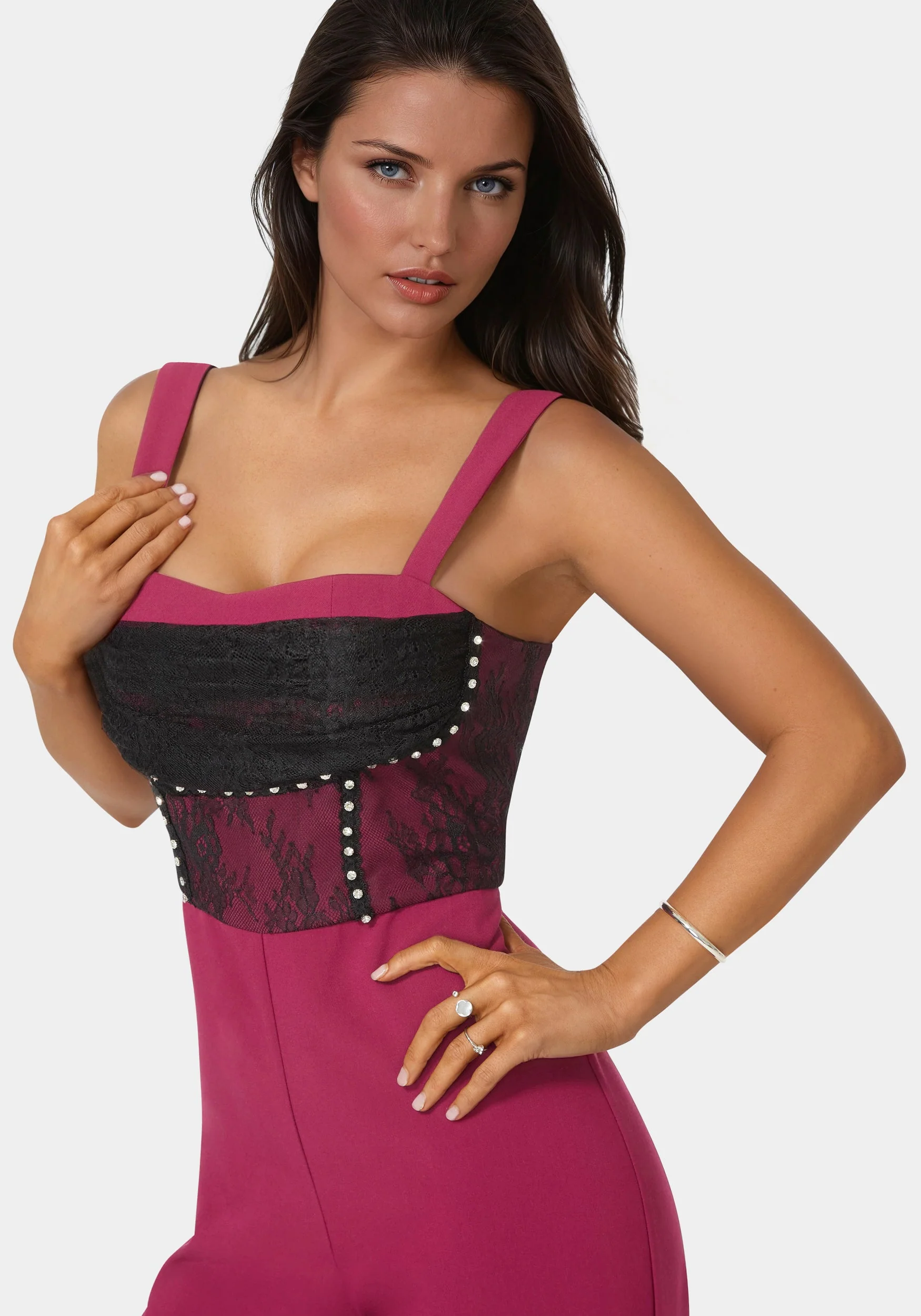 Lace Piecing Corset Jumpsuit - Image 3