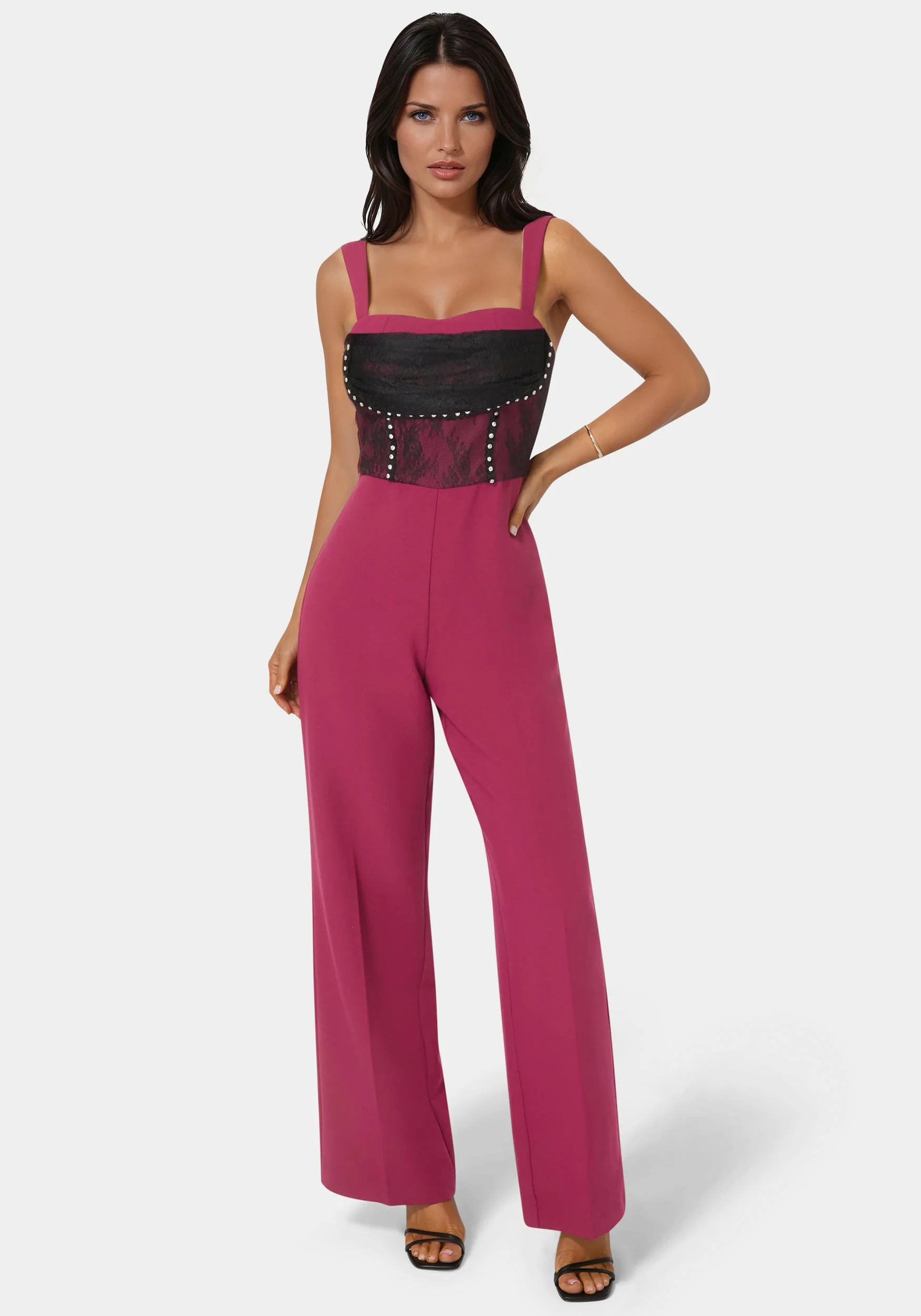Lace Piecing Corset Jumpsuit - Image 4