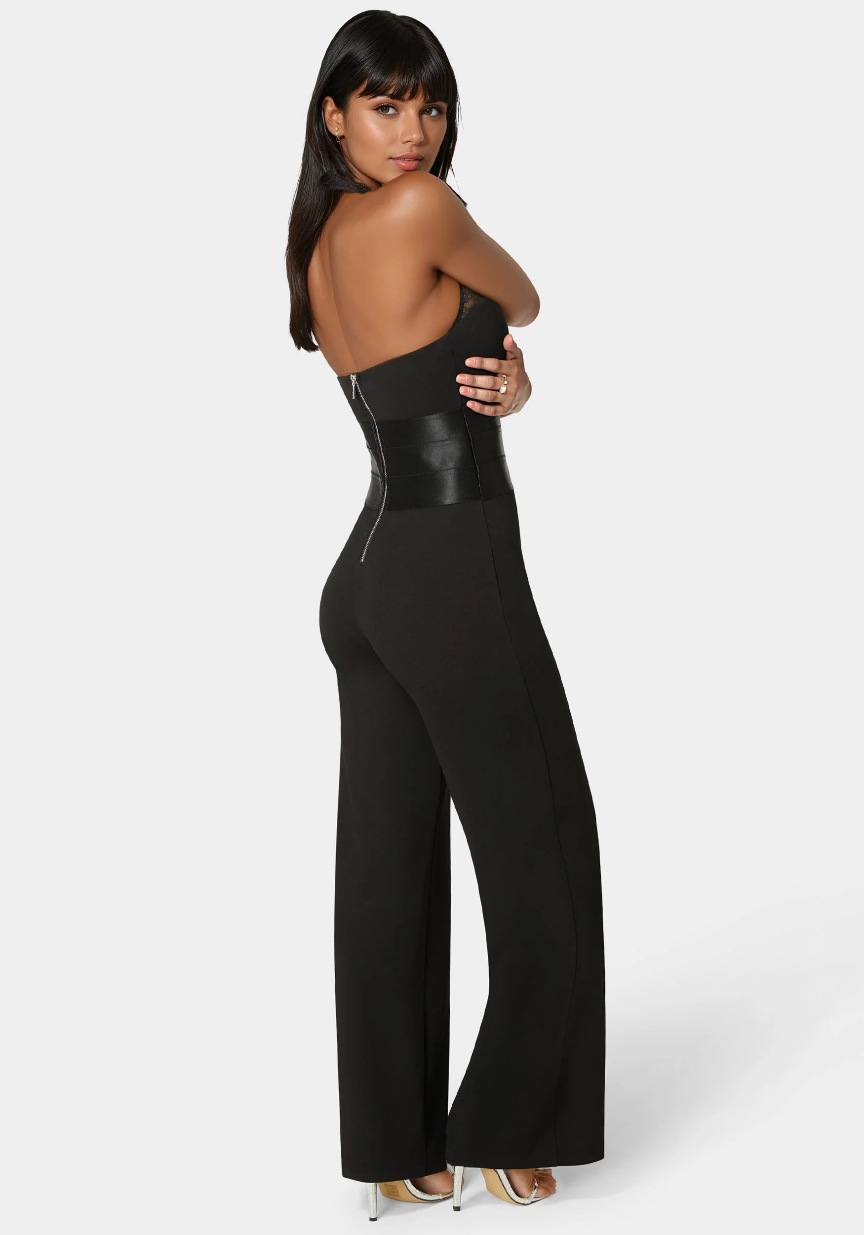 Lace Piecing  Straight Flared Leg Jumpsuit - Image 2