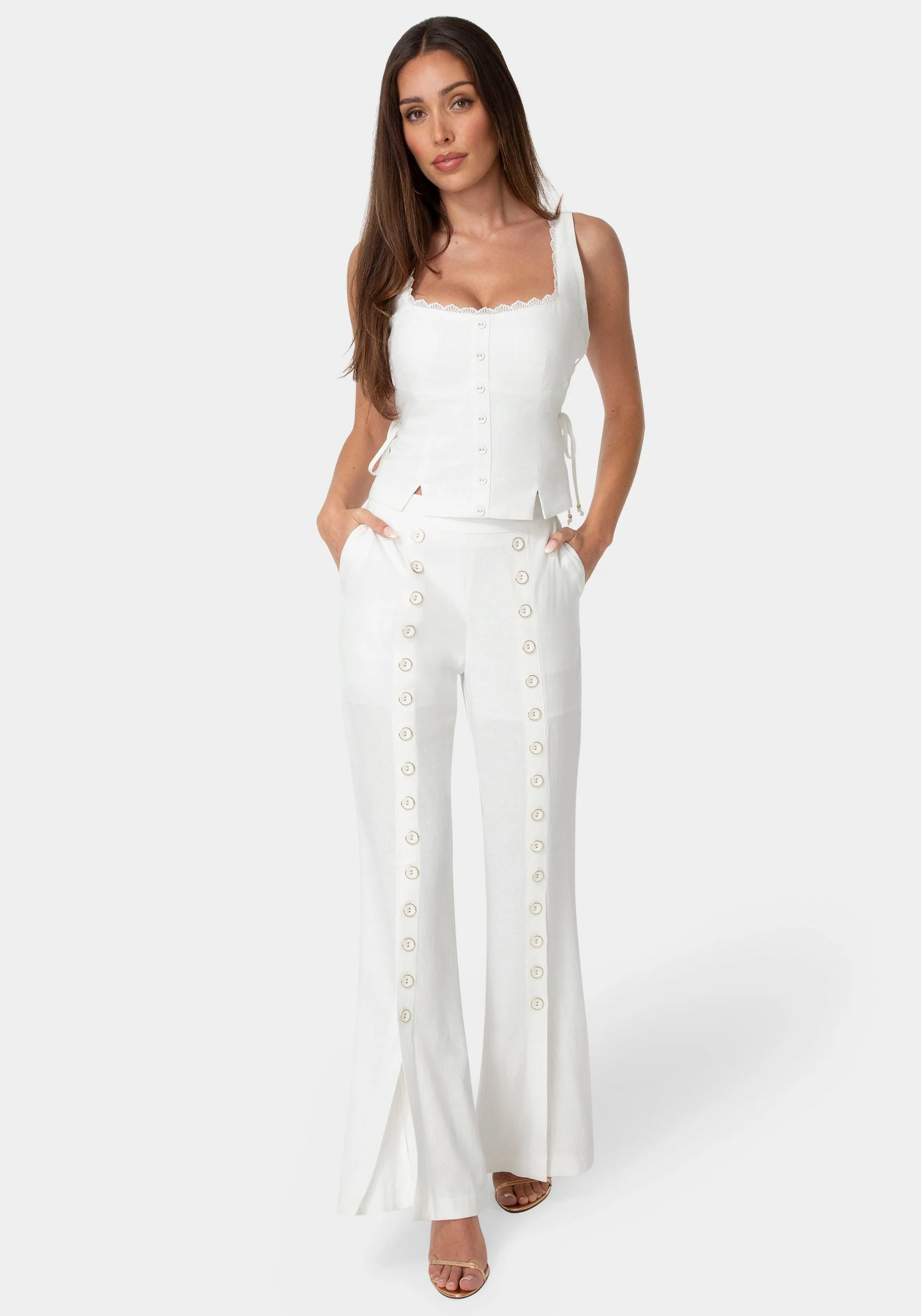 Lace Up Linen Top - Image 4