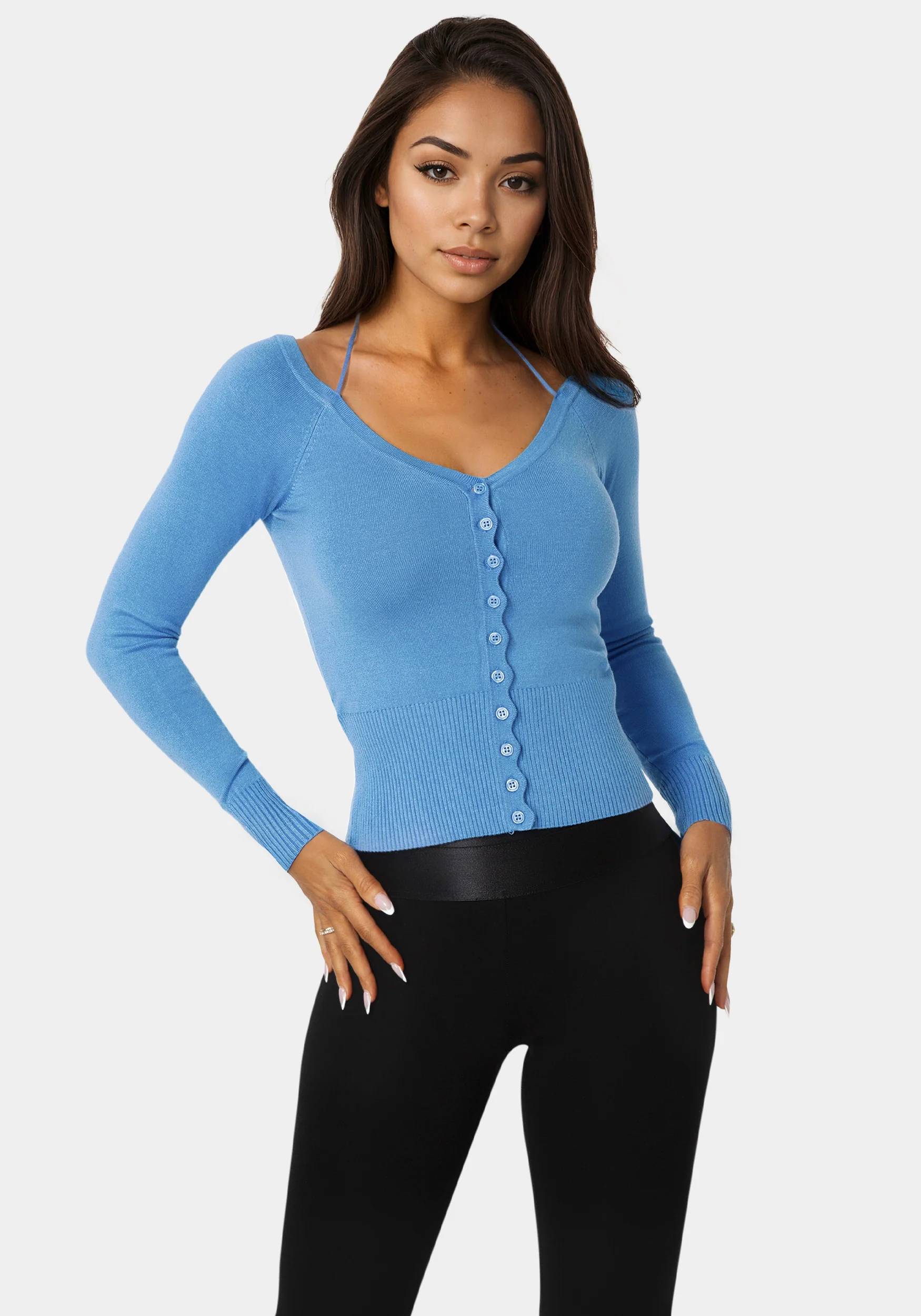 Light Weight Halter Neck Tie Cardigan - Image 3