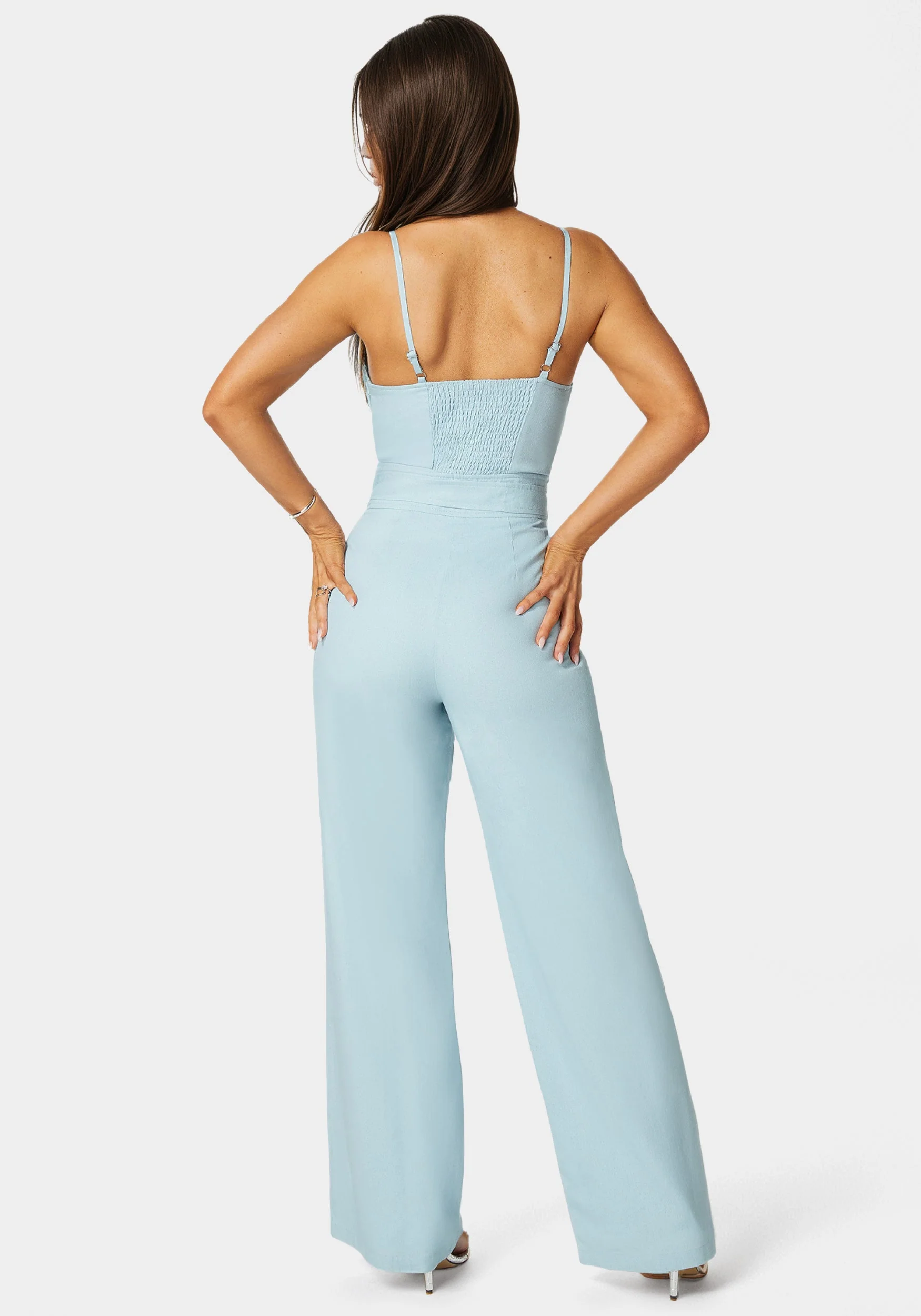 Linen Belted Palazzo Leg Jumpsuit - Image 3