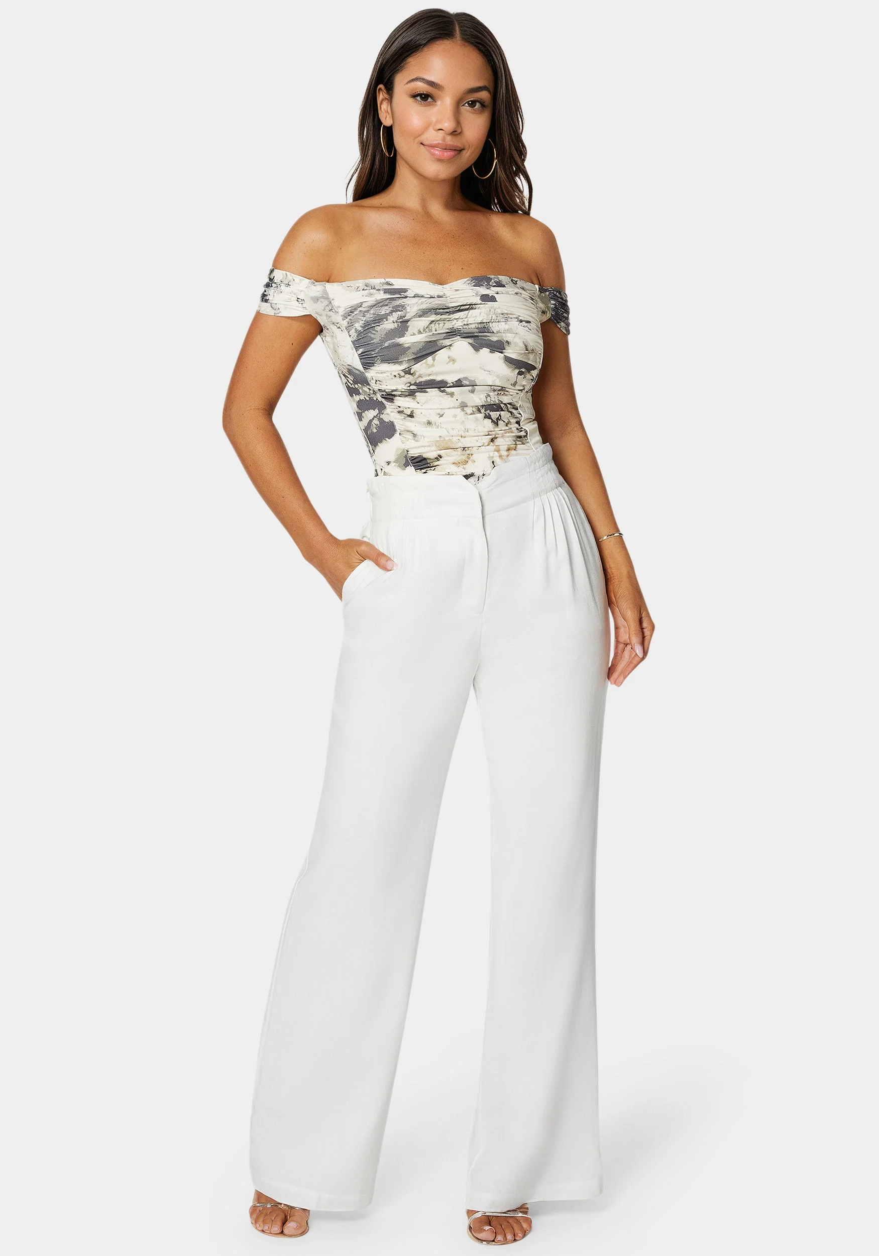 Linen High Waist Palazzo Leg Pant - Image 2