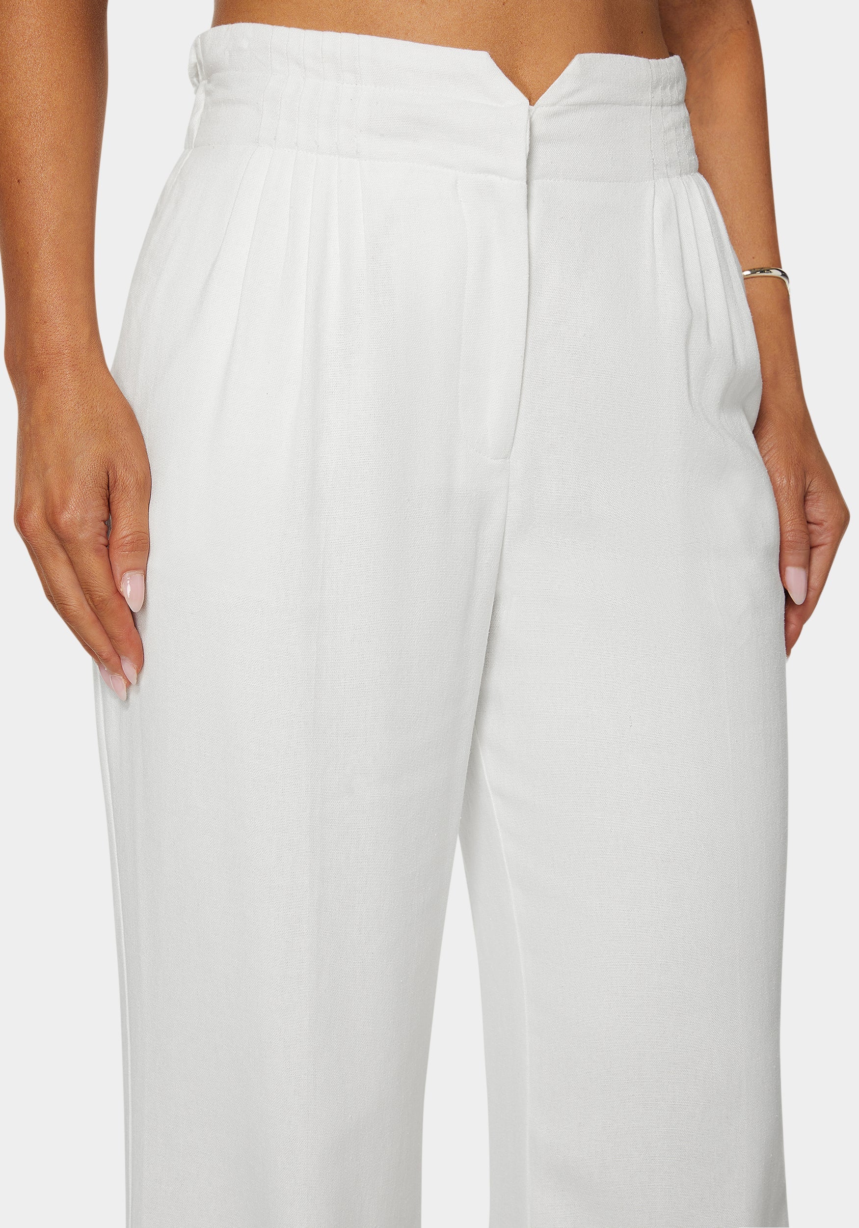 Linen High Waist Palazzo Leg Pant - Image 4