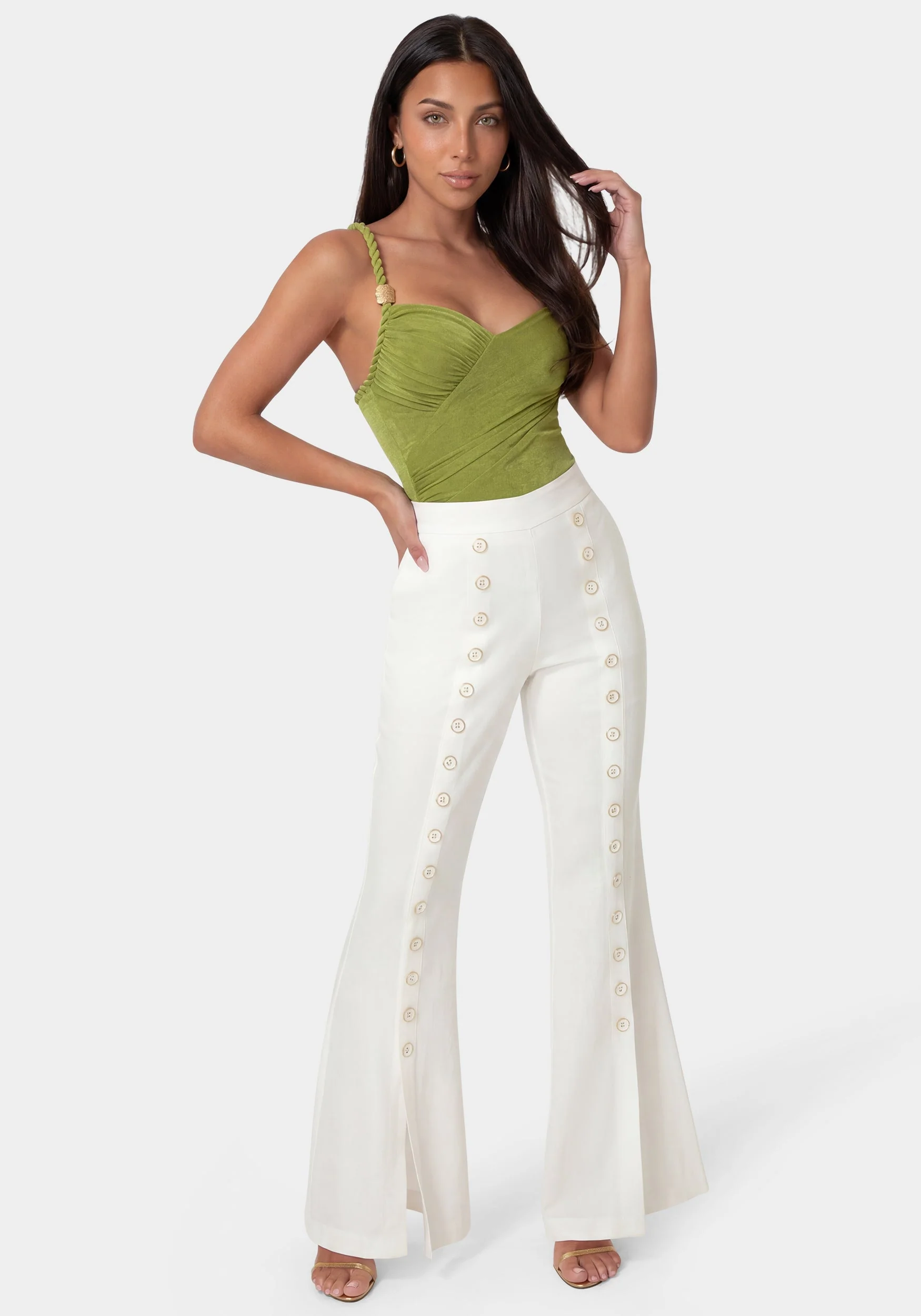 Linen Mini Flare Leg Pant - Image 2