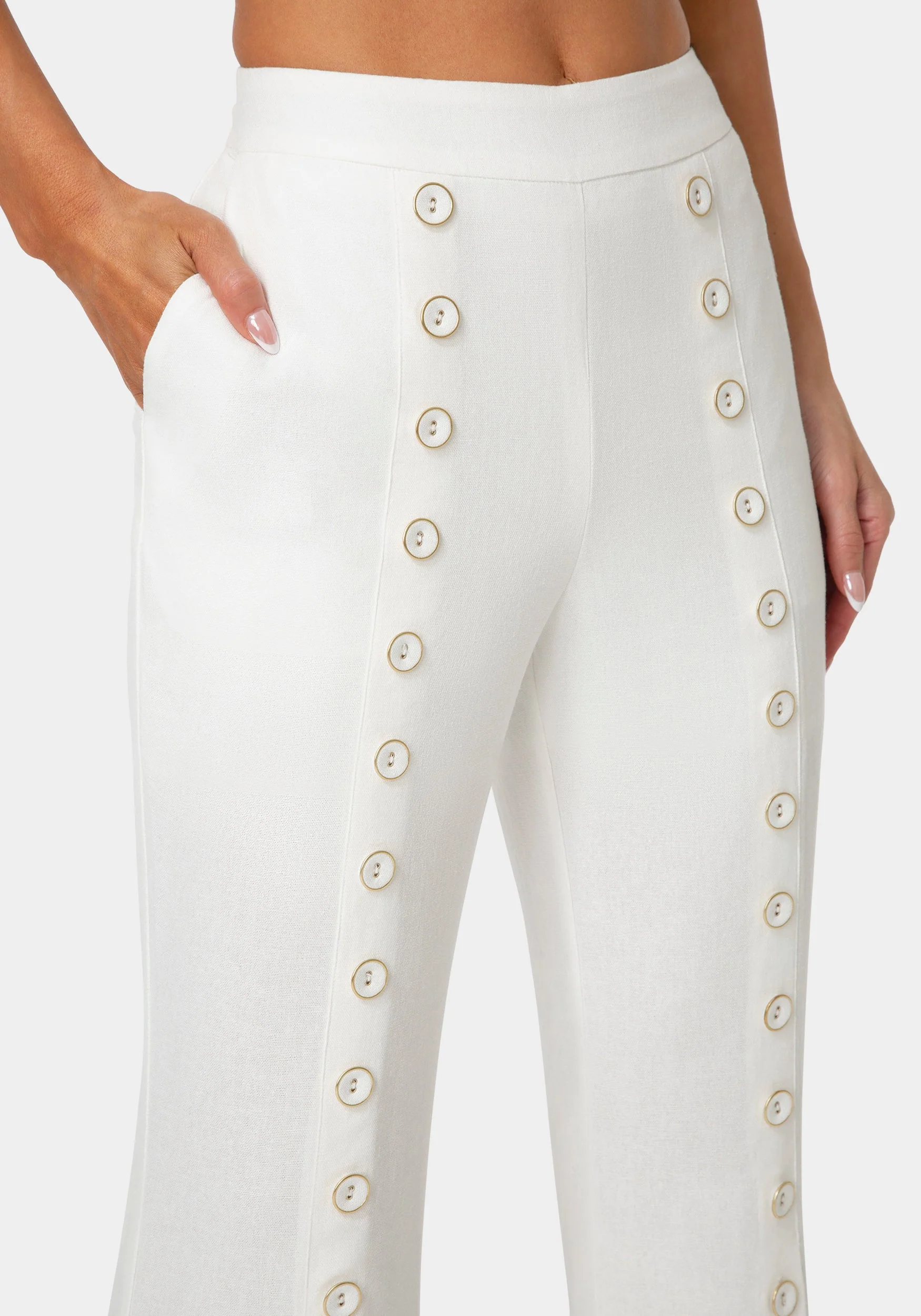 Linen Mini Flare Leg Pant - Image 4