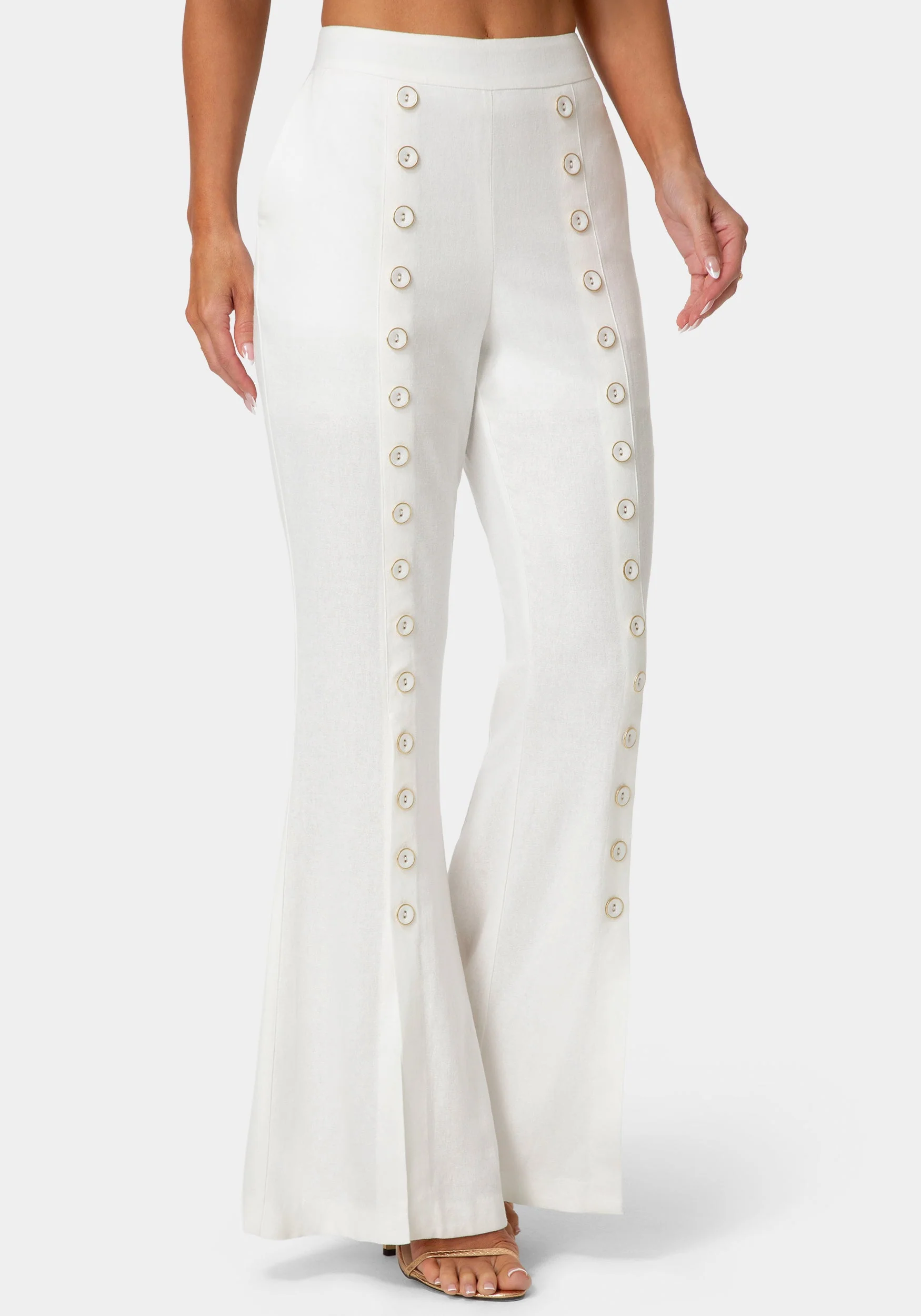 Linen Mini Flare Leg Pant - Image 5