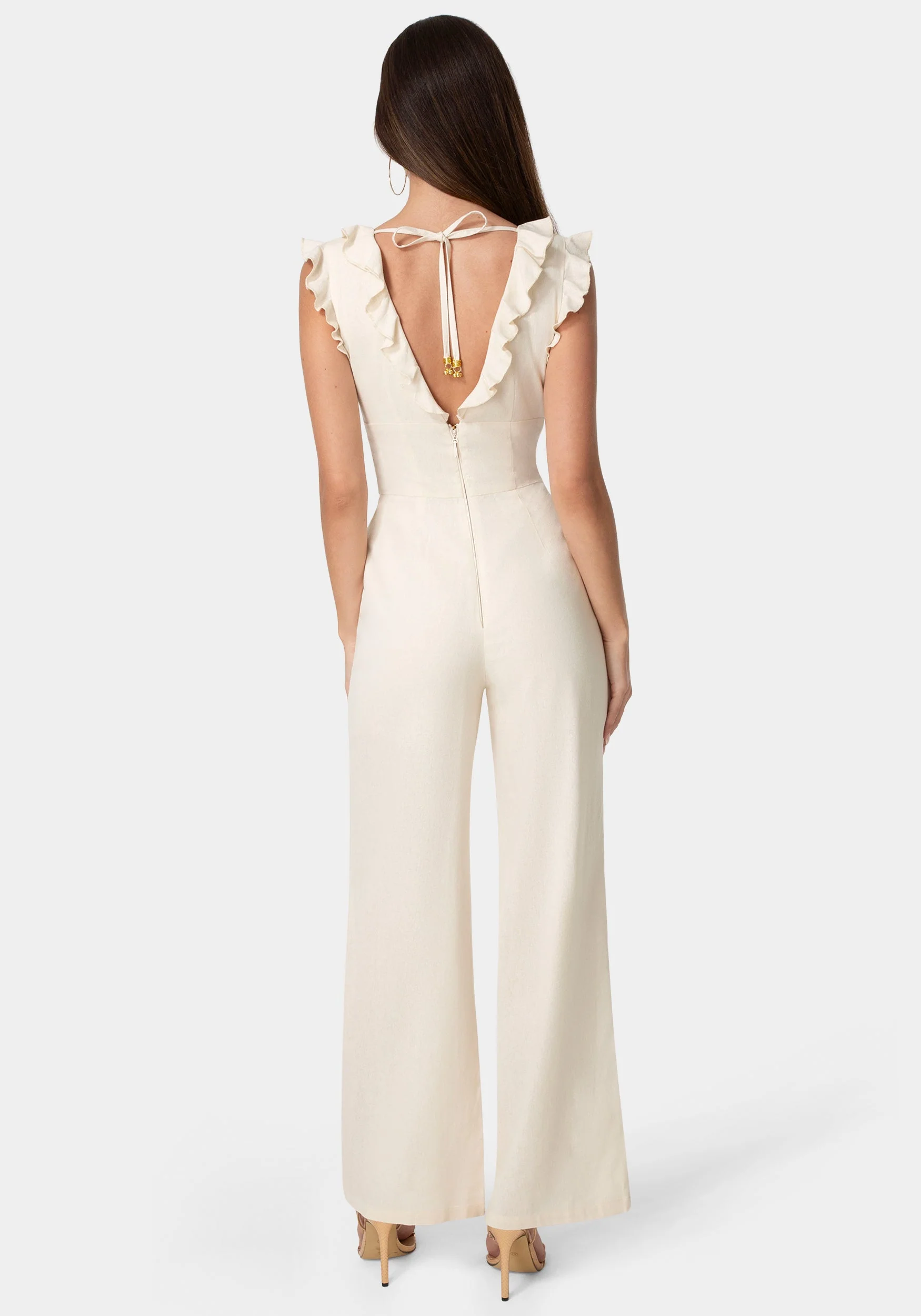 Linen Ruffled Palazzo Leg Jumpsuit - Image 2