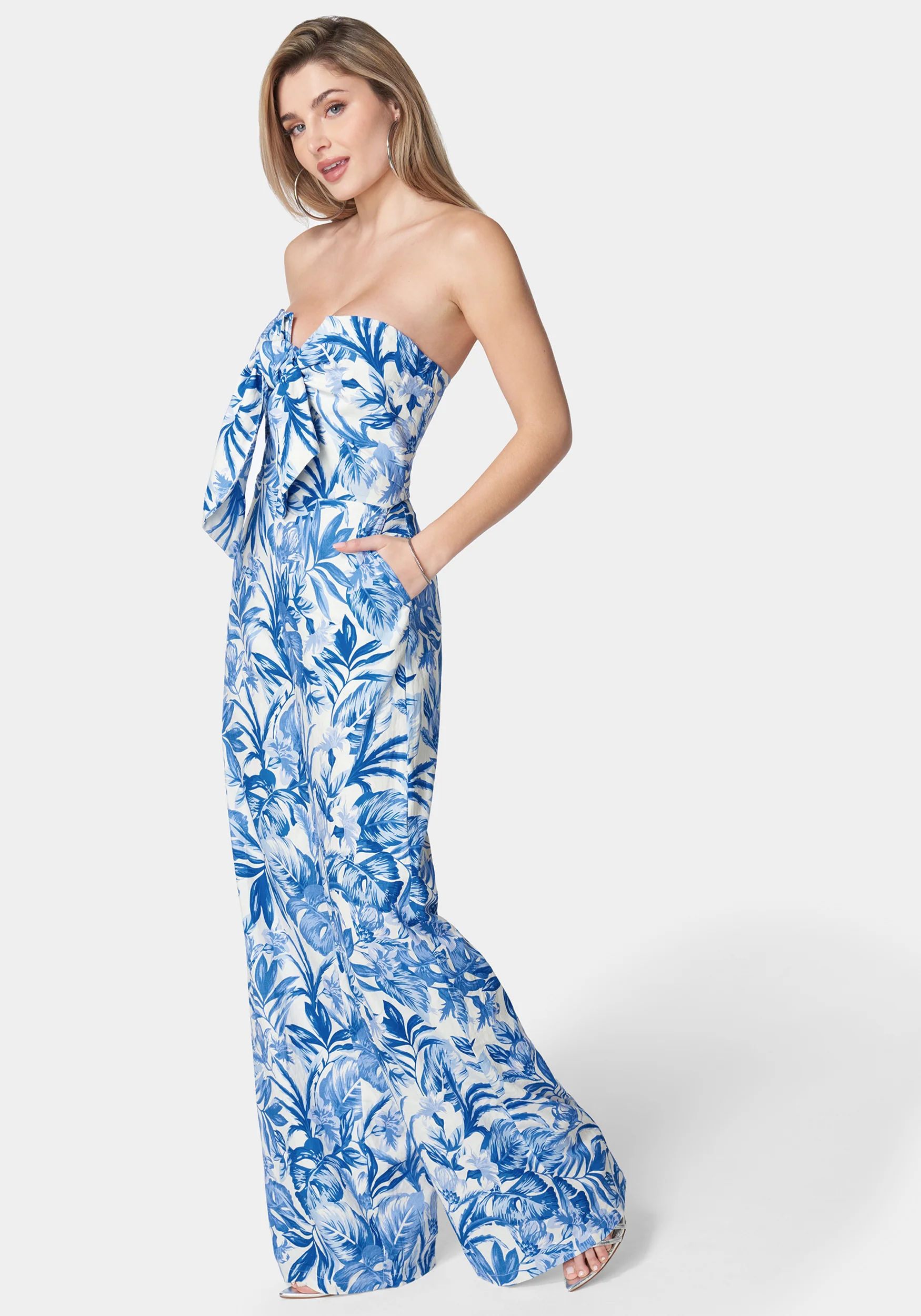 Linen Tie Front Ultra Wide Leg Jumpsuit - Image 2